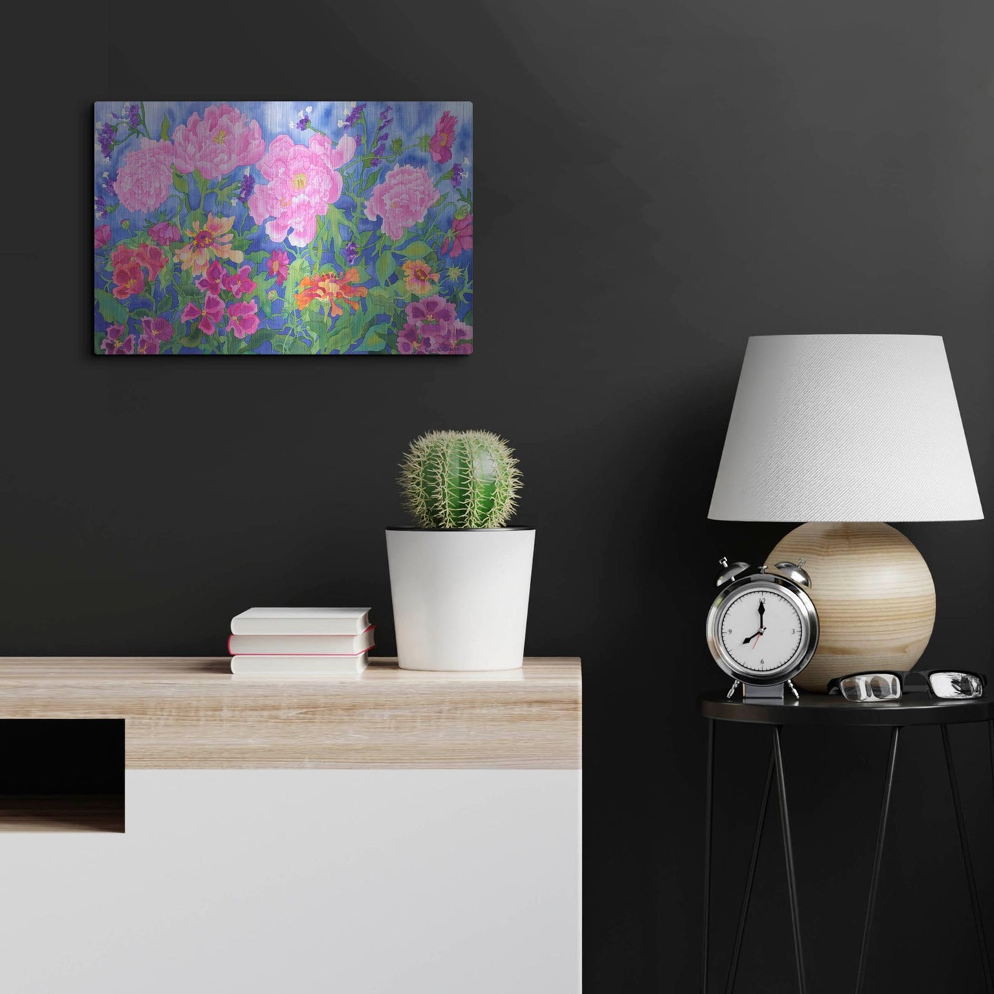 Luxe Metal Art 'Peony Magic' by Carissa Luminess, Metal Wall Art,24x16