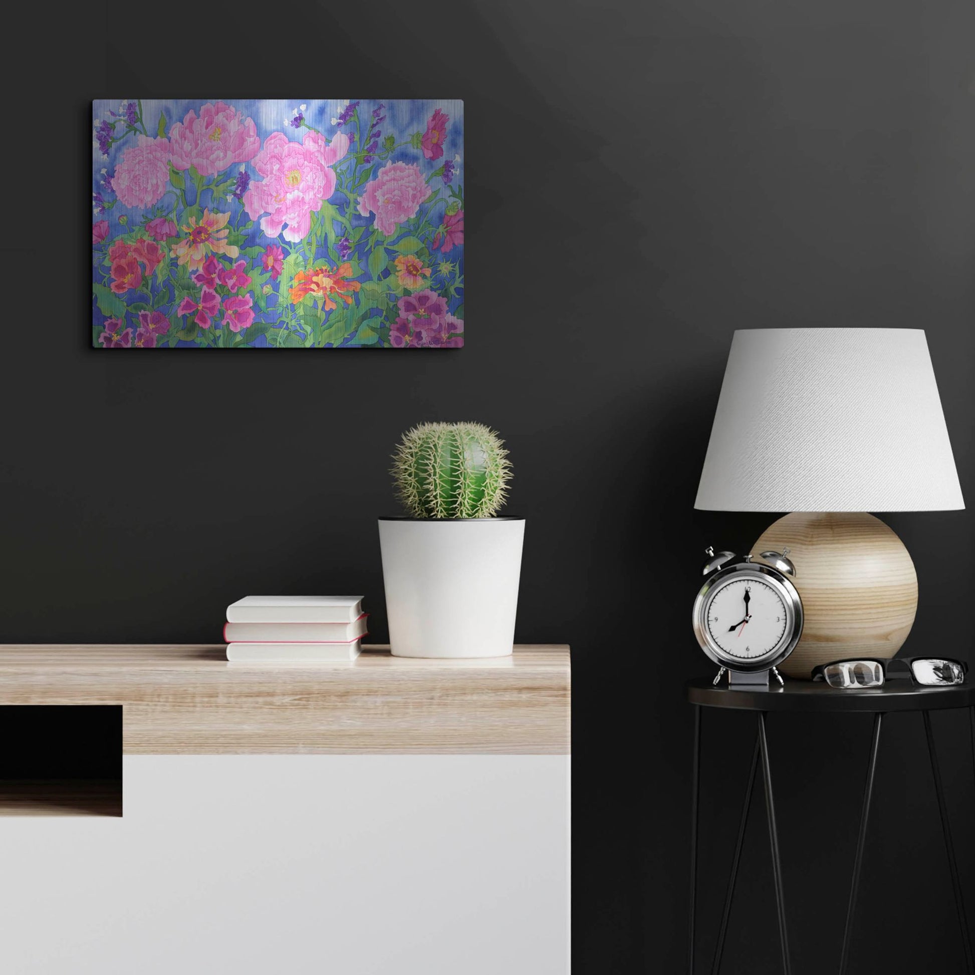 Luxe Metal Art 'Peony Magic' by Carissa Luminess, Metal Wall Art,24x16