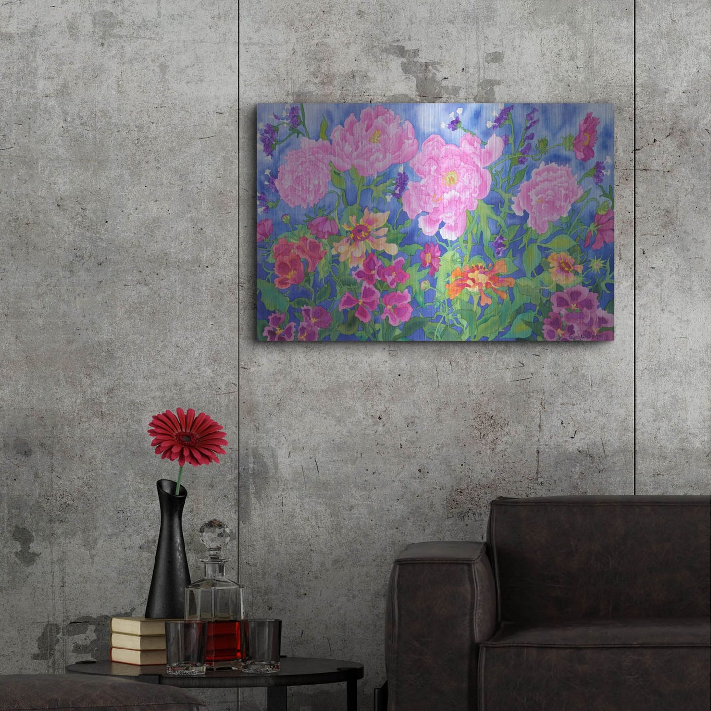 Luxe Metal Art 'Peony Magic' by Carissa Luminess, Metal Wall Art,36x24