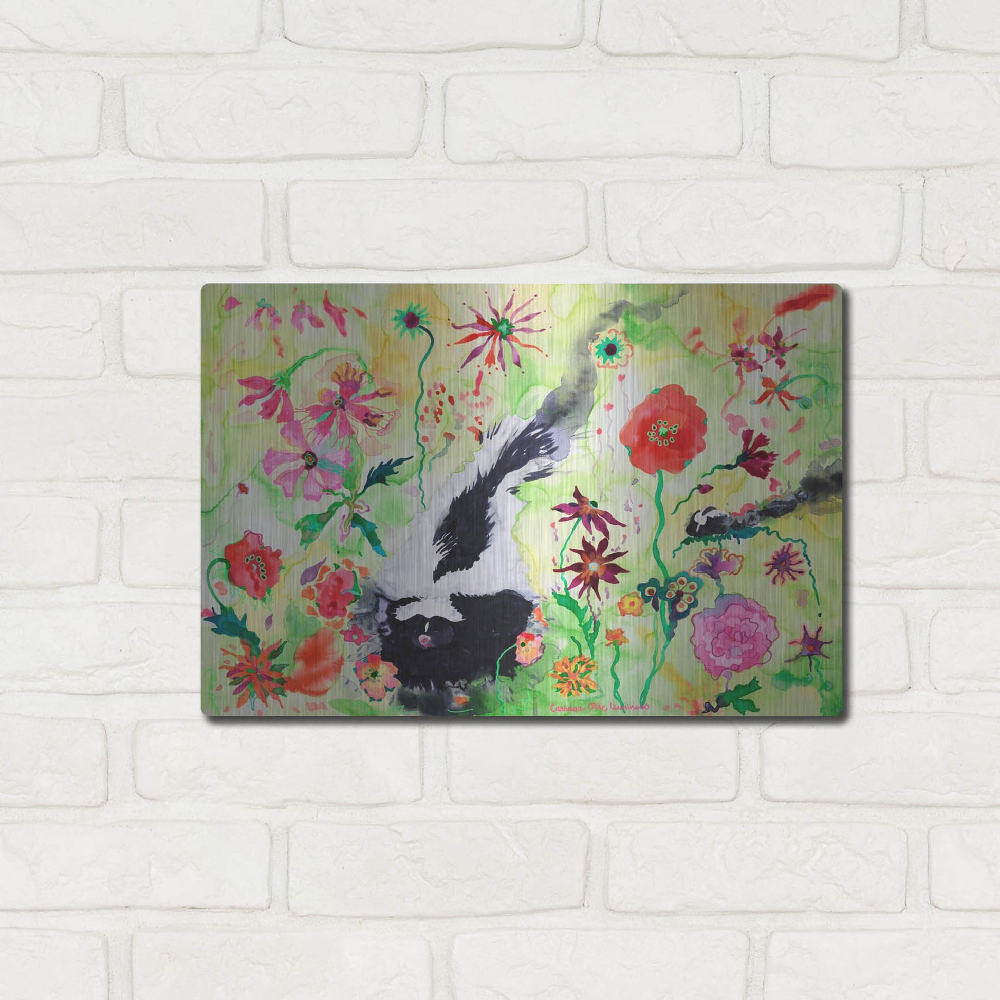 Luxe Metal Art 'Skunk' by Carissa Luminess, Metal Wall Art,16x12
