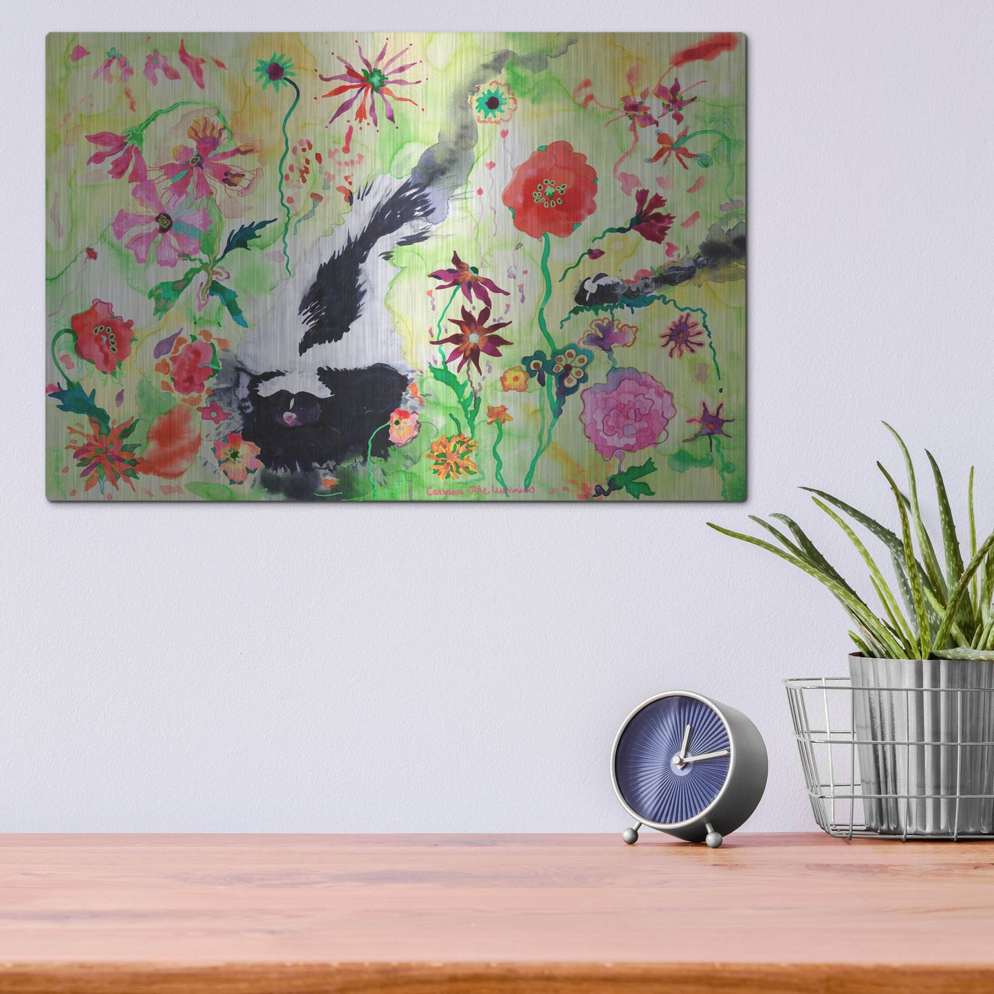 Luxe Metal Art 'Skunk' by Carissa Luminess, Metal Wall Art,16x12