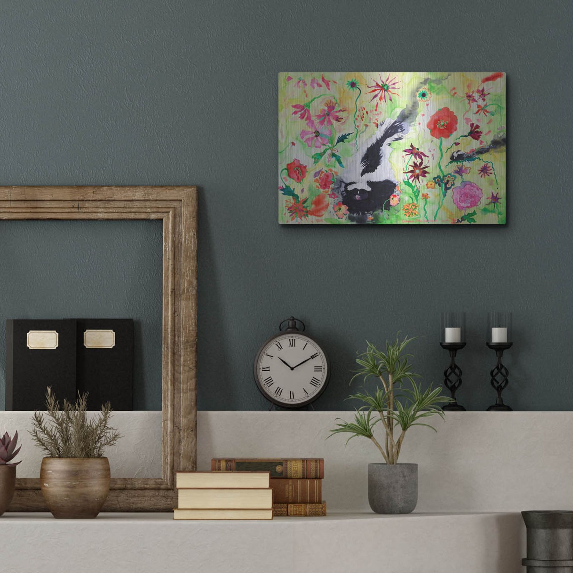 Luxe Metal Art 'Skunk' by Carissa Luminess, Metal Wall Art,16x12