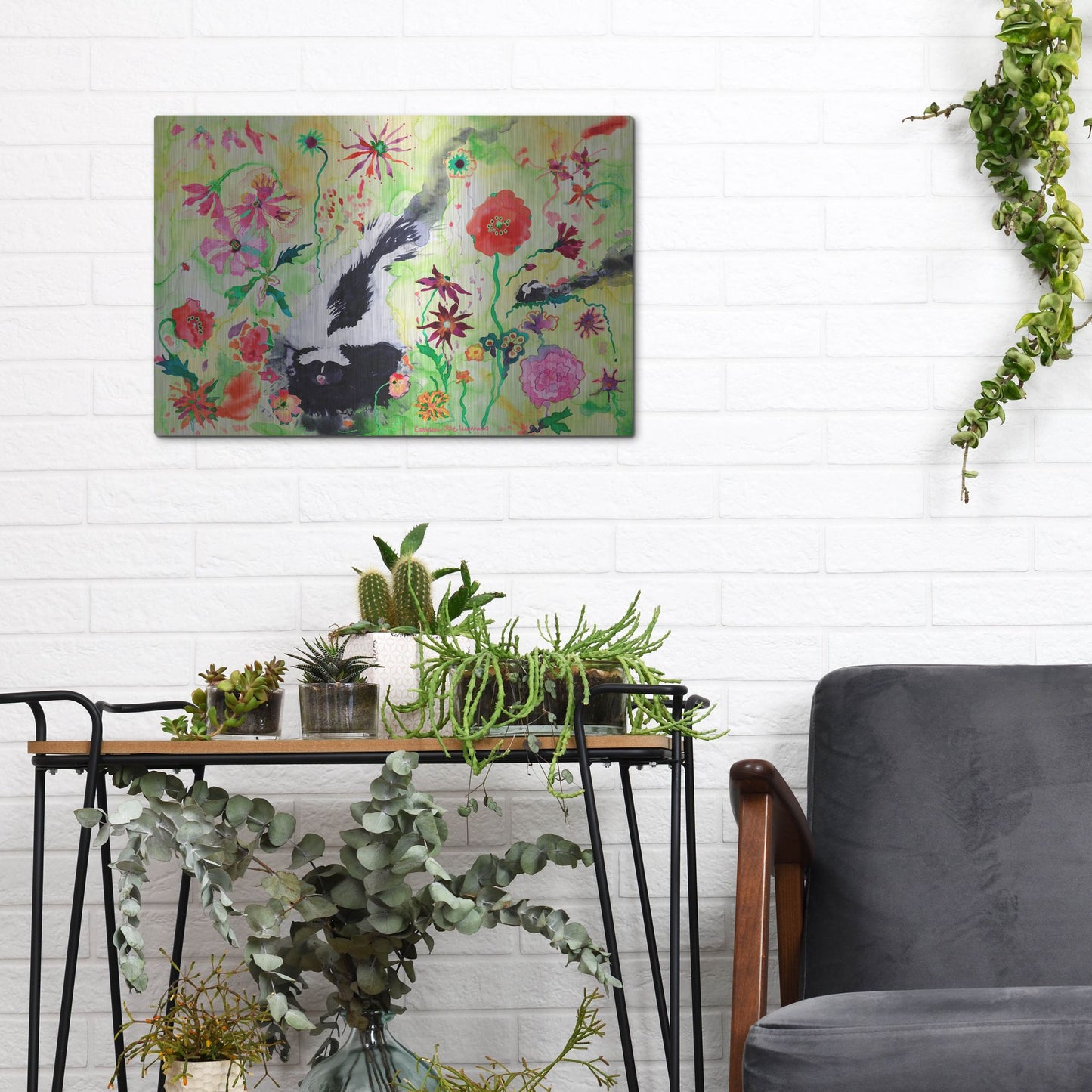 Luxe Metal Art 'Skunk' by Carissa Luminess, Metal Wall Art,16x12