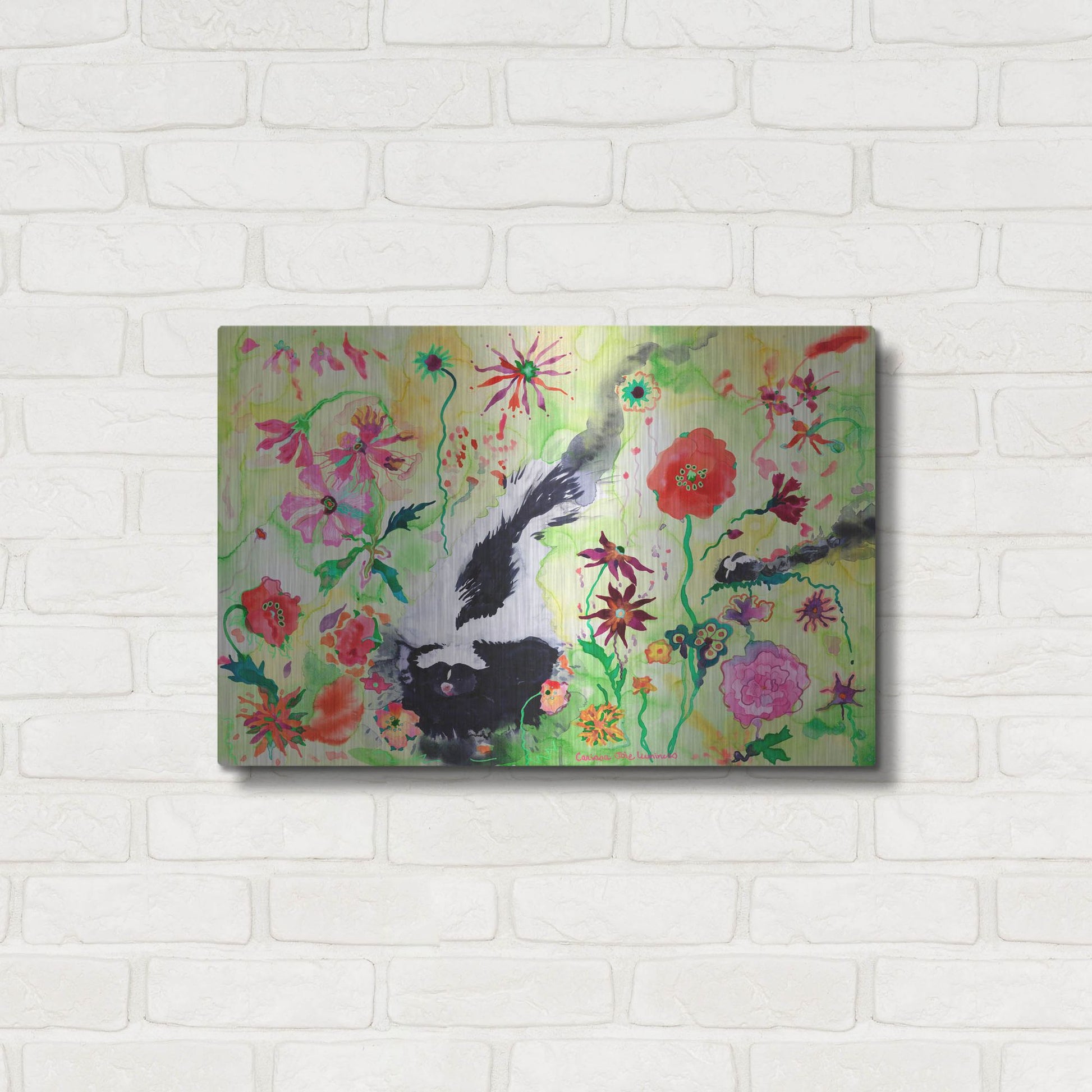 Luxe Metal Art 'Skunk' by Carissa Luminess, Metal Wall Art,24x16