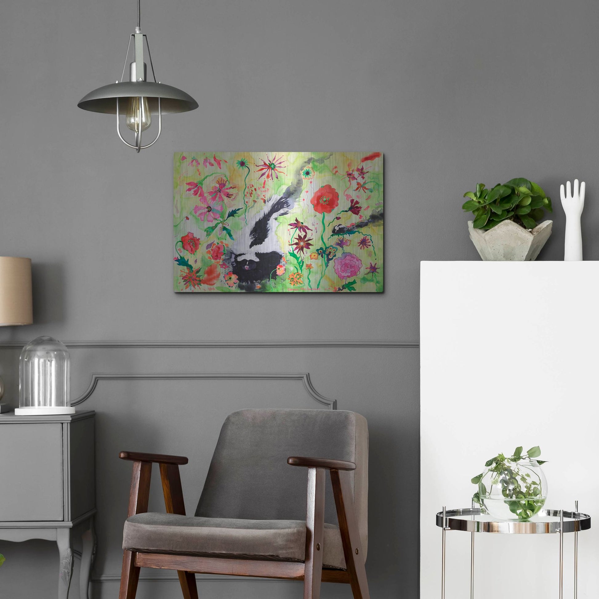 Luxe Metal Art 'Skunk' by Carissa Luminess, Metal Wall Art,24x16