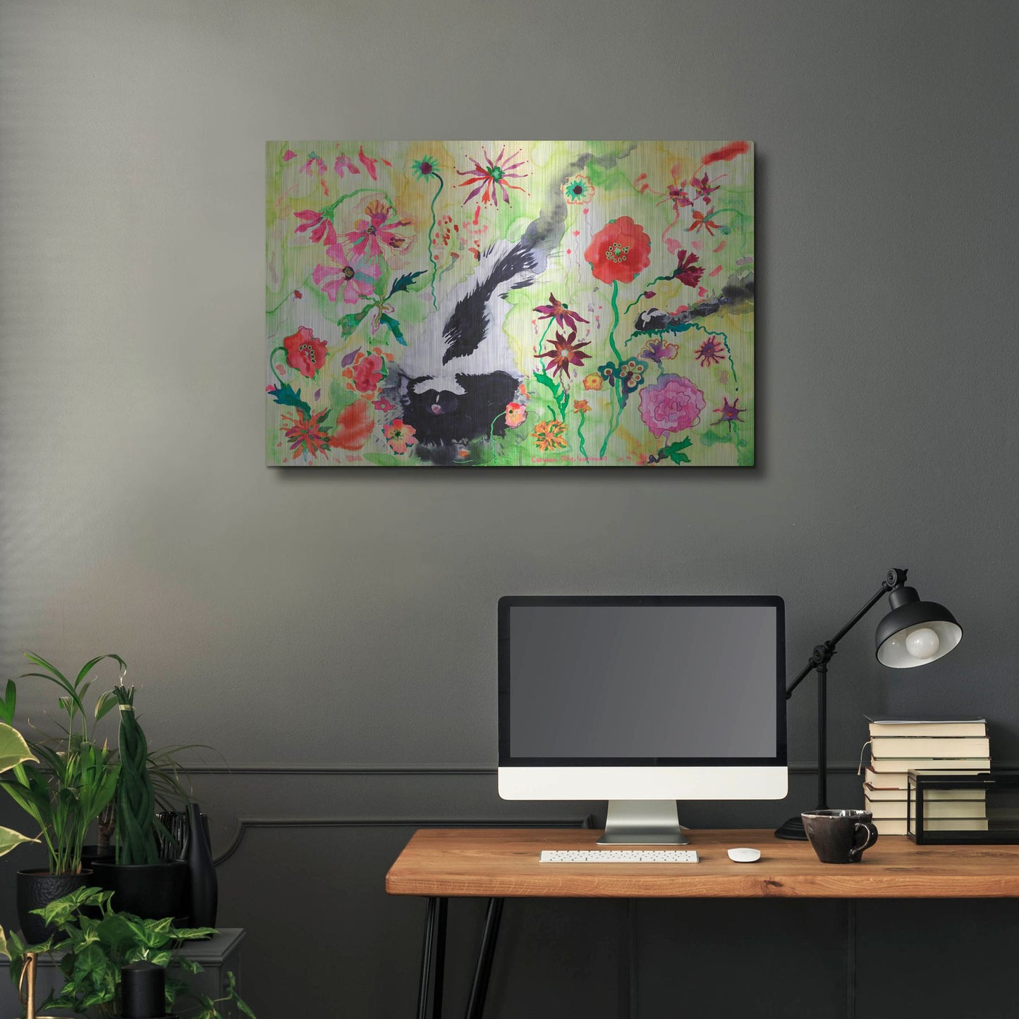 Luxe Metal Art 'Skunk' by Carissa Luminess, Metal Wall Art,36x24