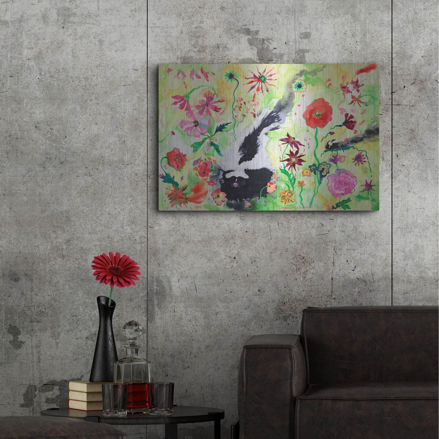 Luxe Metal Art 'Skunk' by Carissa Luminess, Metal Wall Art,36x24