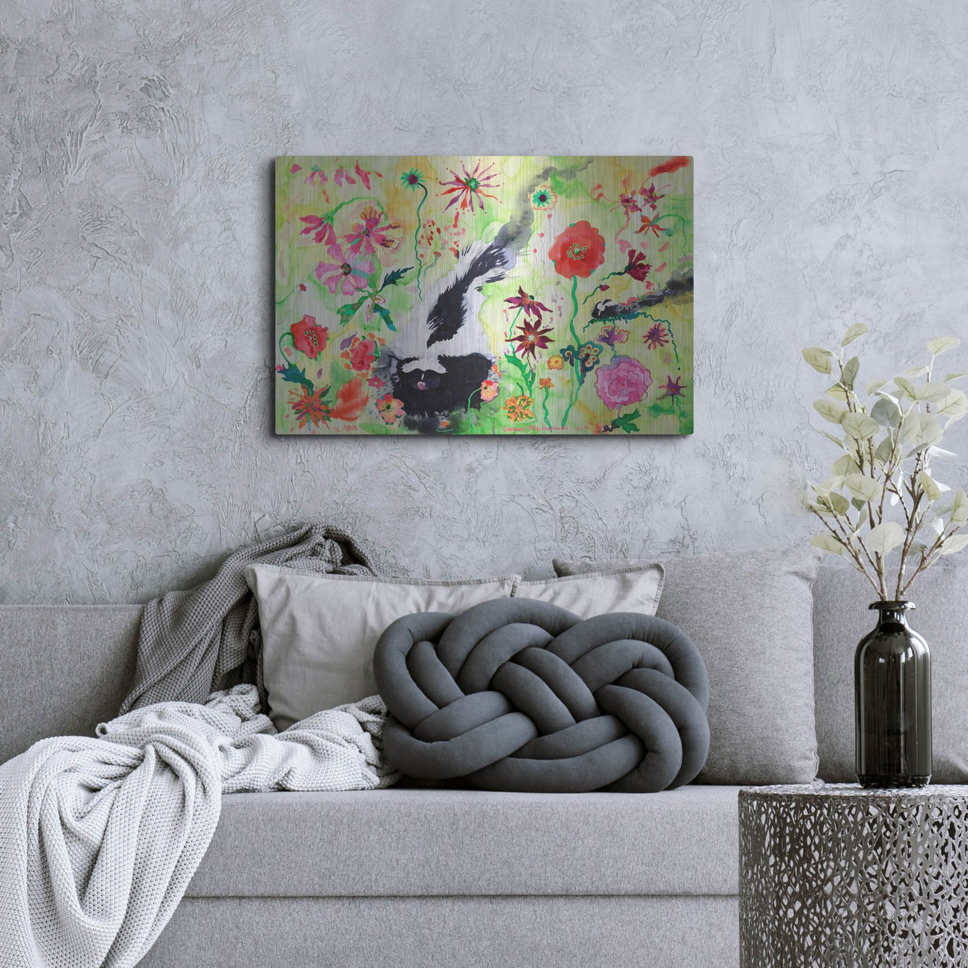 Luxe Metal Art 'Skunk' by Carissa Luminess, Metal Wall Art,36x24