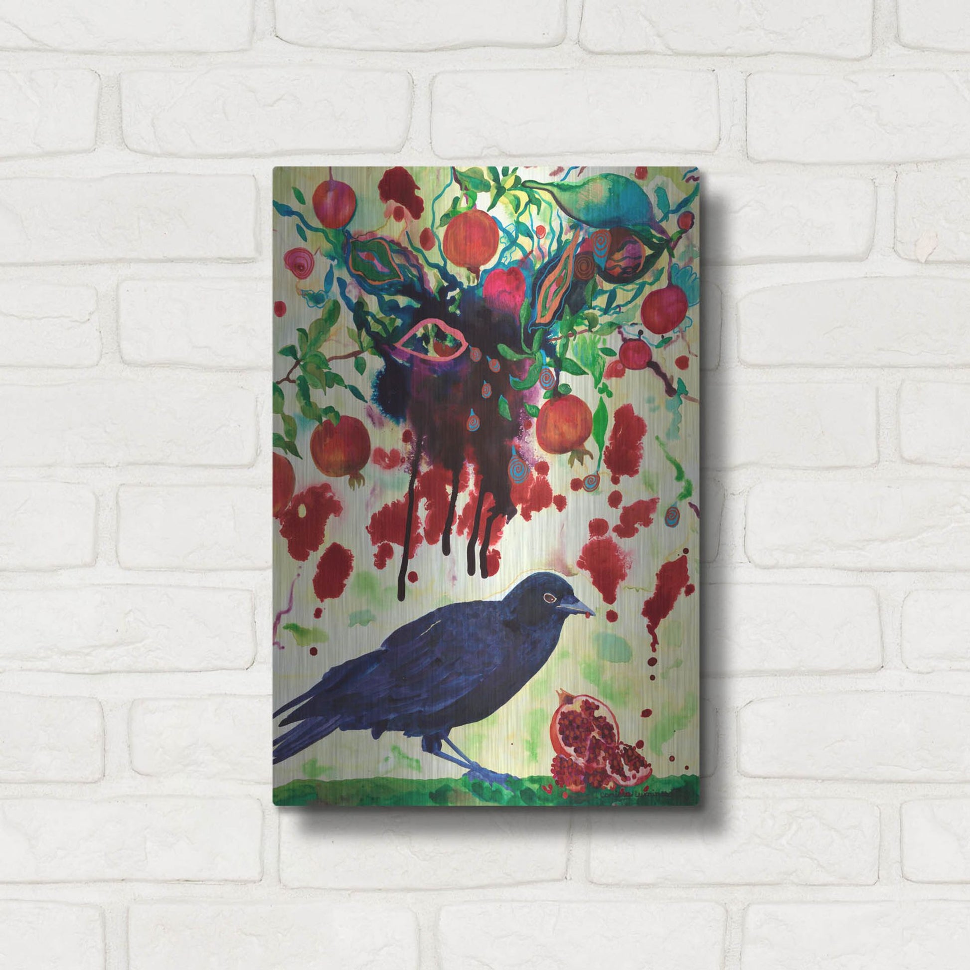 Luxe Metal Art 'Crow' by Carissa Luminess, Metal Wall Art,12x16