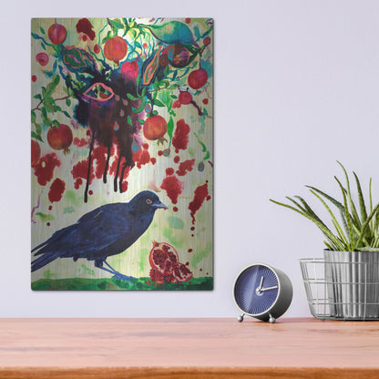 Luxe Metal Art 'Crow' by Carissa Luminess, Metal Wall Art,12x16