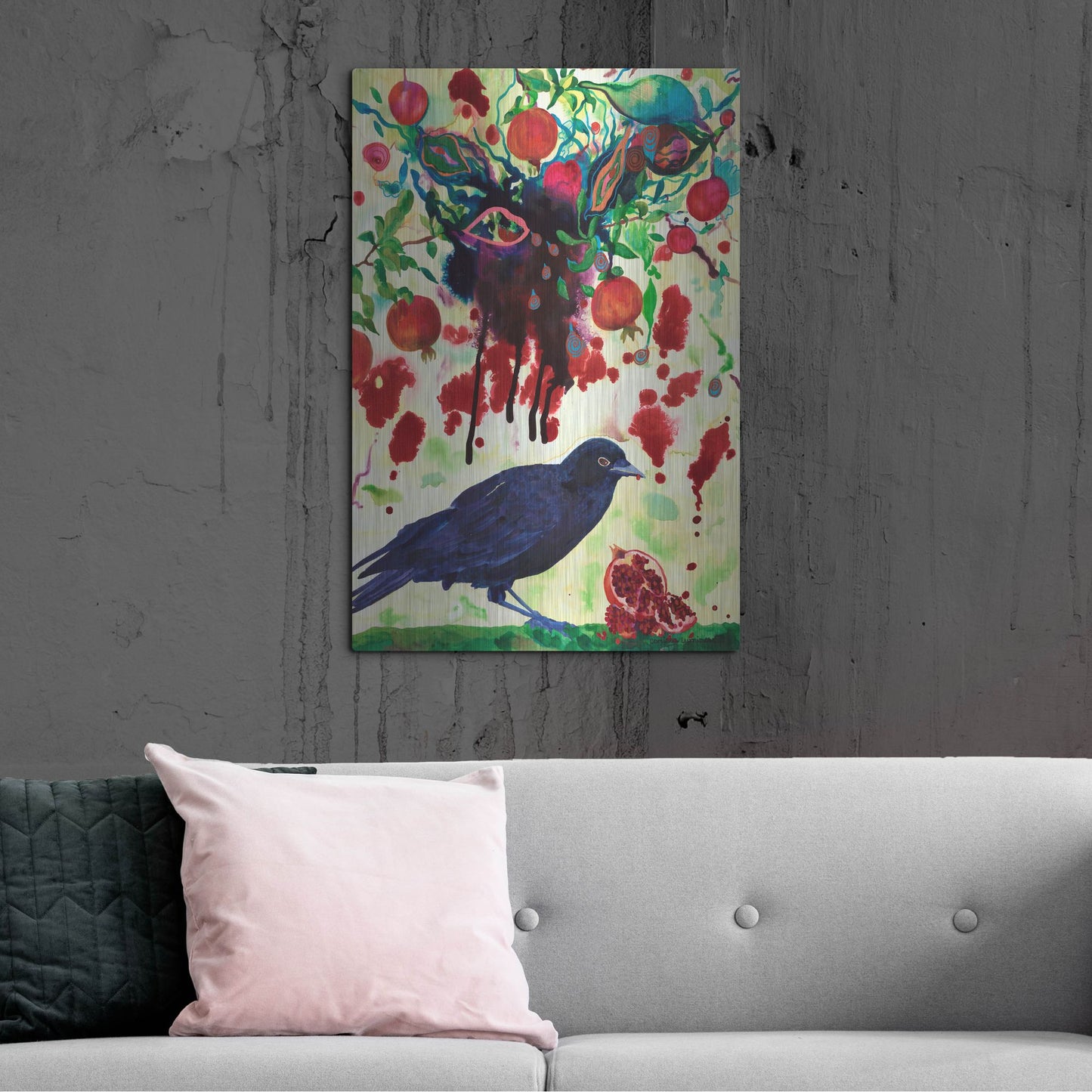 Luxe Metal Art 'Crow' by Carissa Luminess, Metal Wall Art,24x36