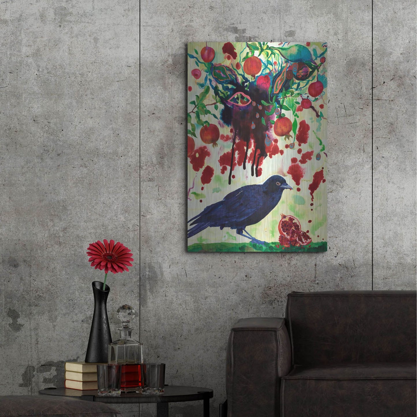 Luxe Metal Art 'Crow' by Carissa Luminess, Metal Wall Art,24x36