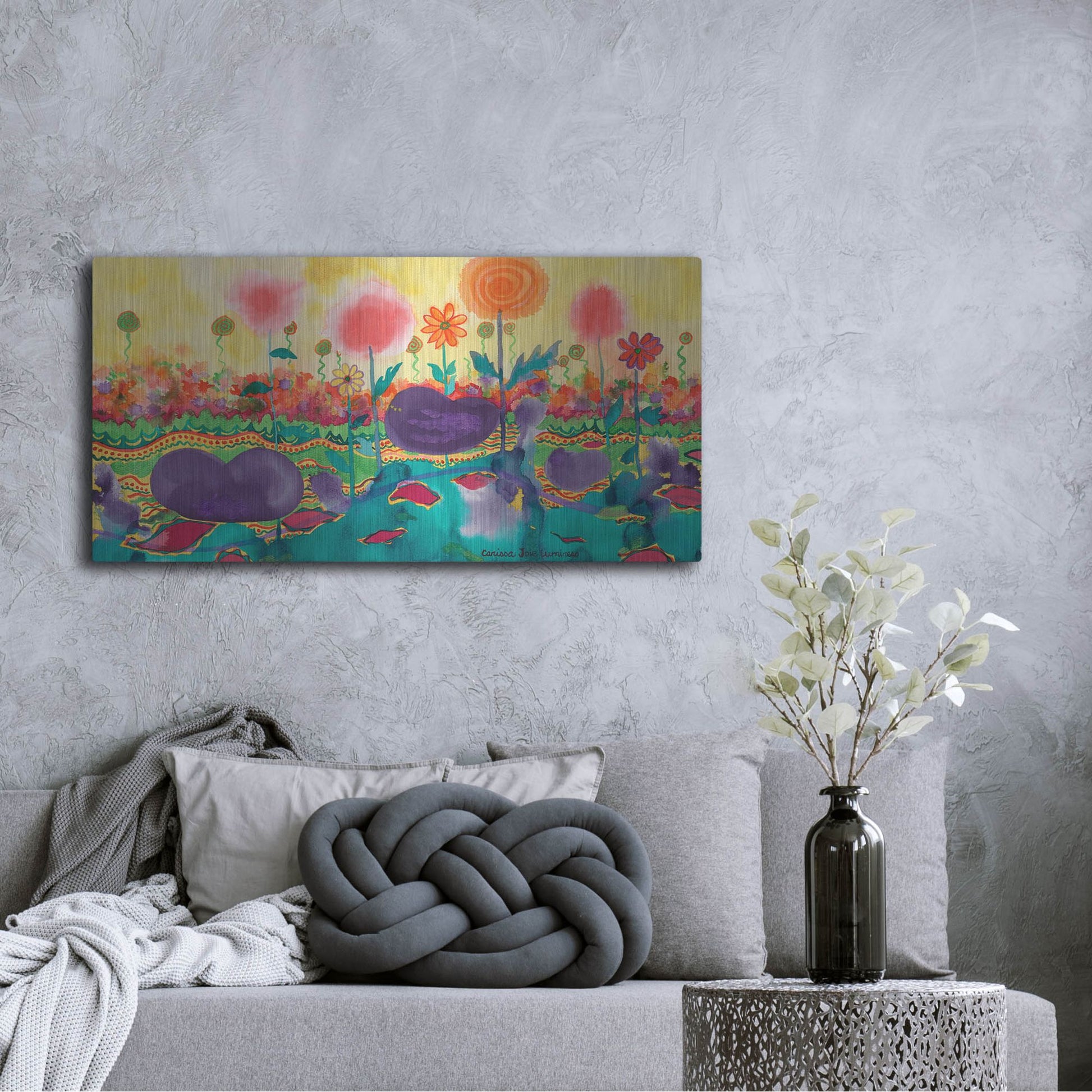 Luxe Metal Art 'The Field' by Carissa Luminess, Metal Wall Art,48x24