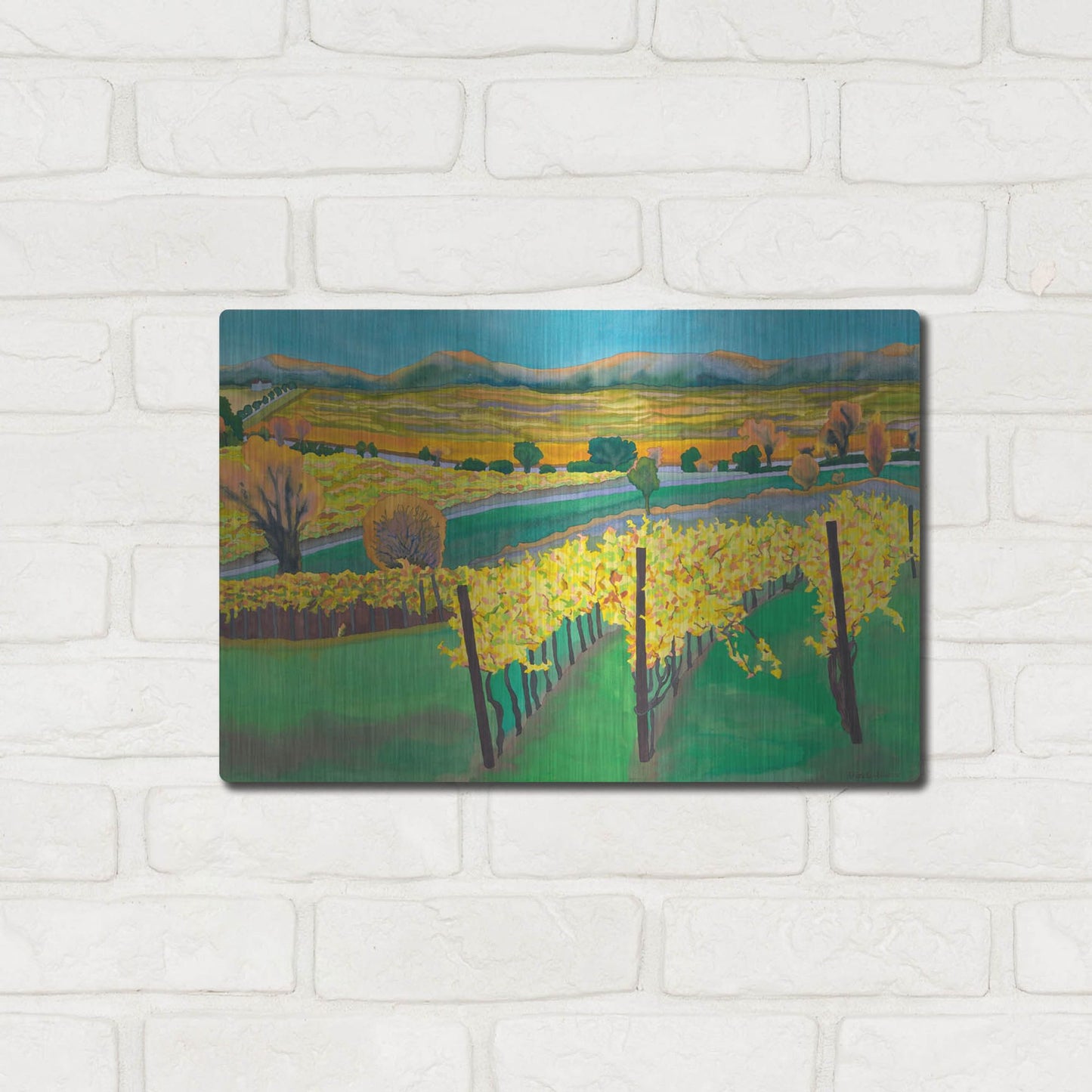 Luxe Metal Art 'Autumn Vineyard' by Carissa Luminess, Metal Wall Art,16x12