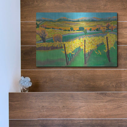 Luxe Metal Art 'Autumn Vineyard' by Carissa Luminess, Metal Wall Art,16x12