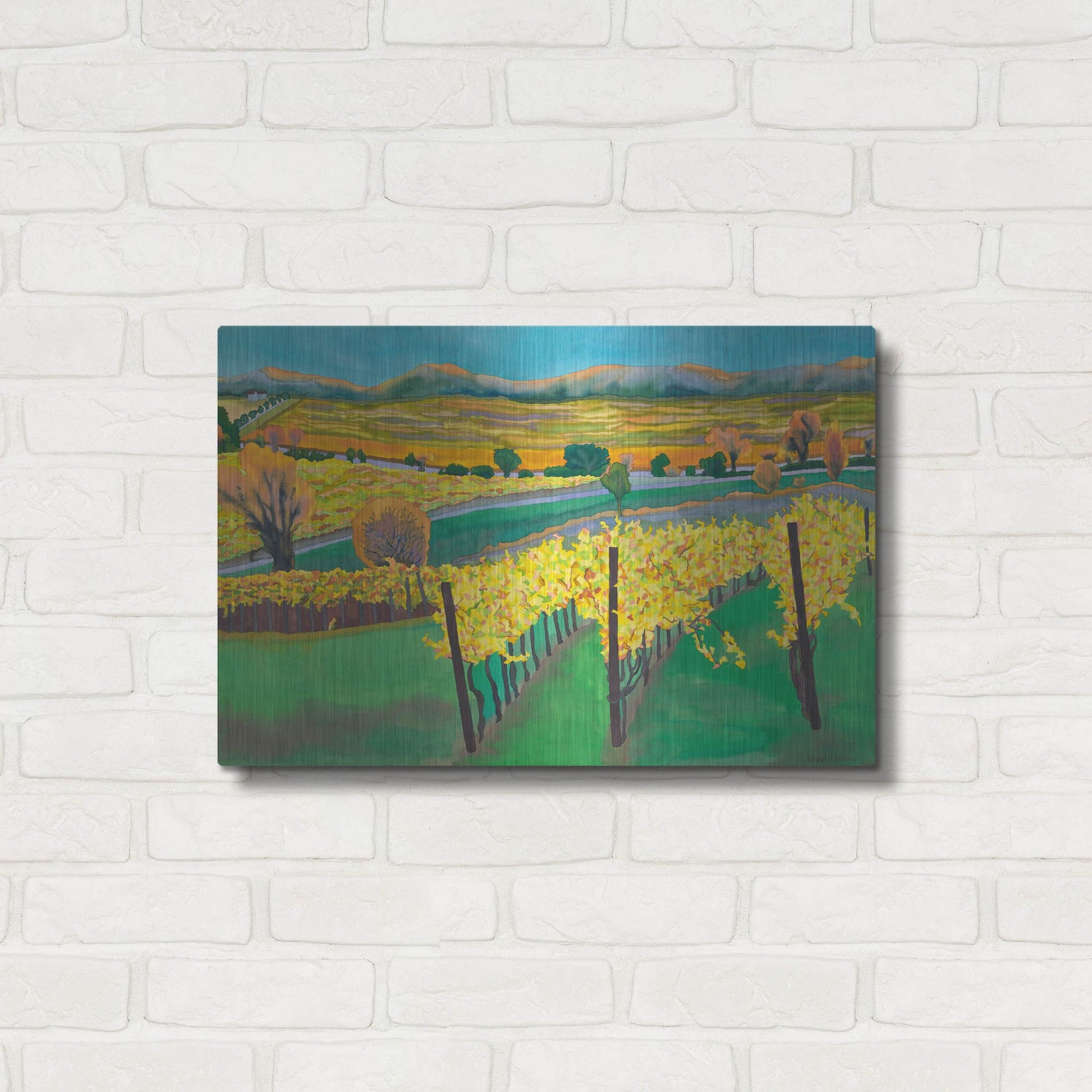 Luxe Metal Art 'Autumn Vineyard' by Carissa Luminess, Metal Wall Art,24x16