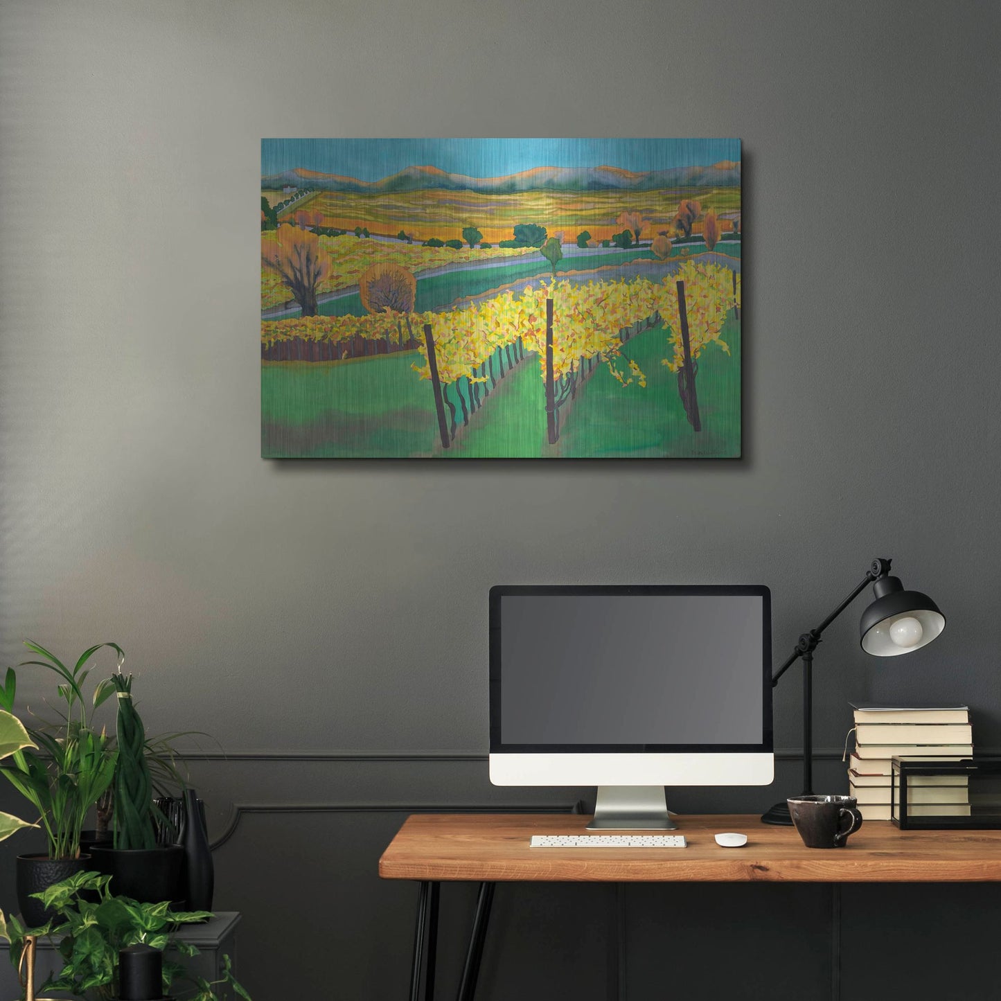 Luxe Metal Art 'Autumn Vineyard' by Carissa Luminess, Metal Wall Art,36x24