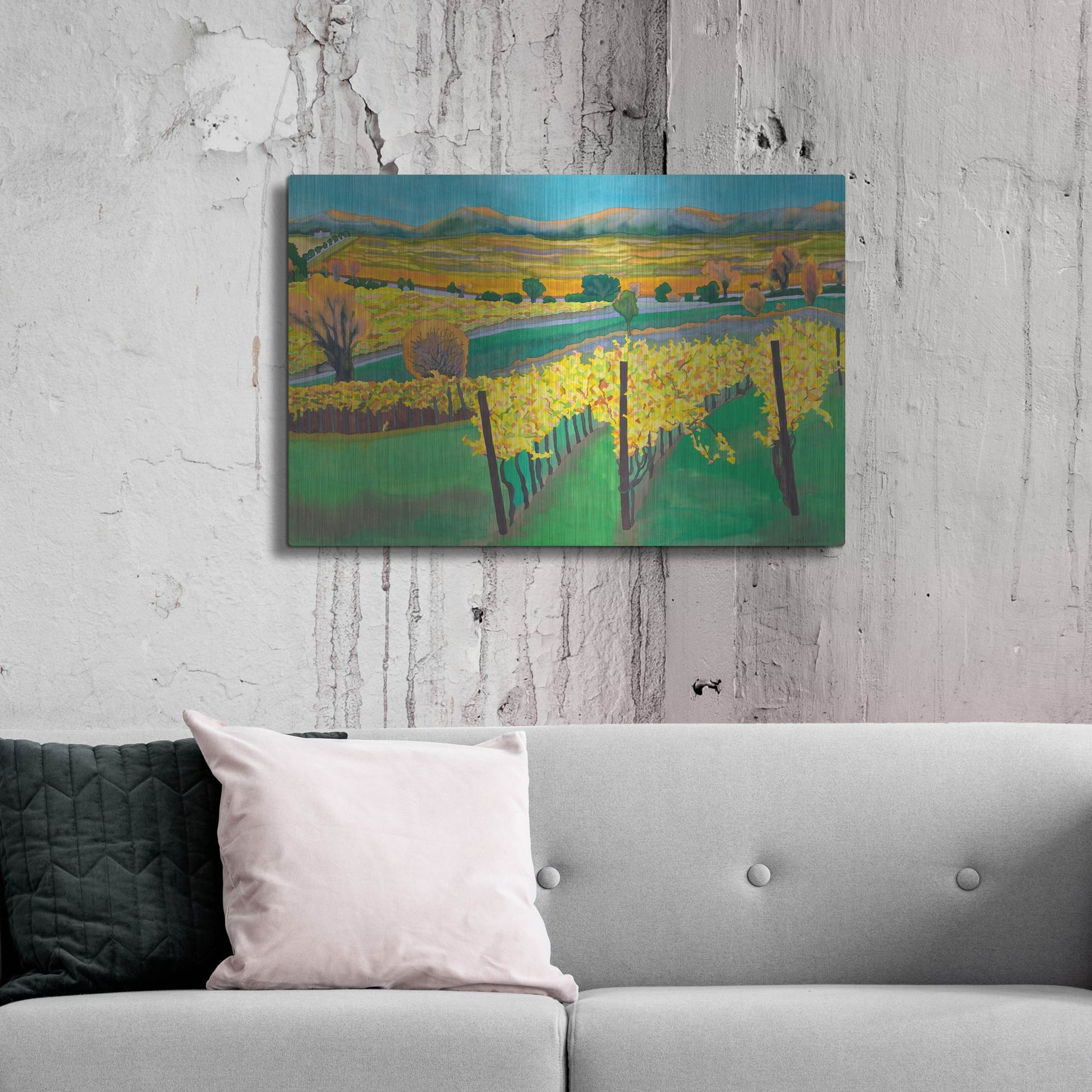 Luxe Metal Art 'Autumn Vineyard' by Carissa Luminess, Metal Wall Art,36x24