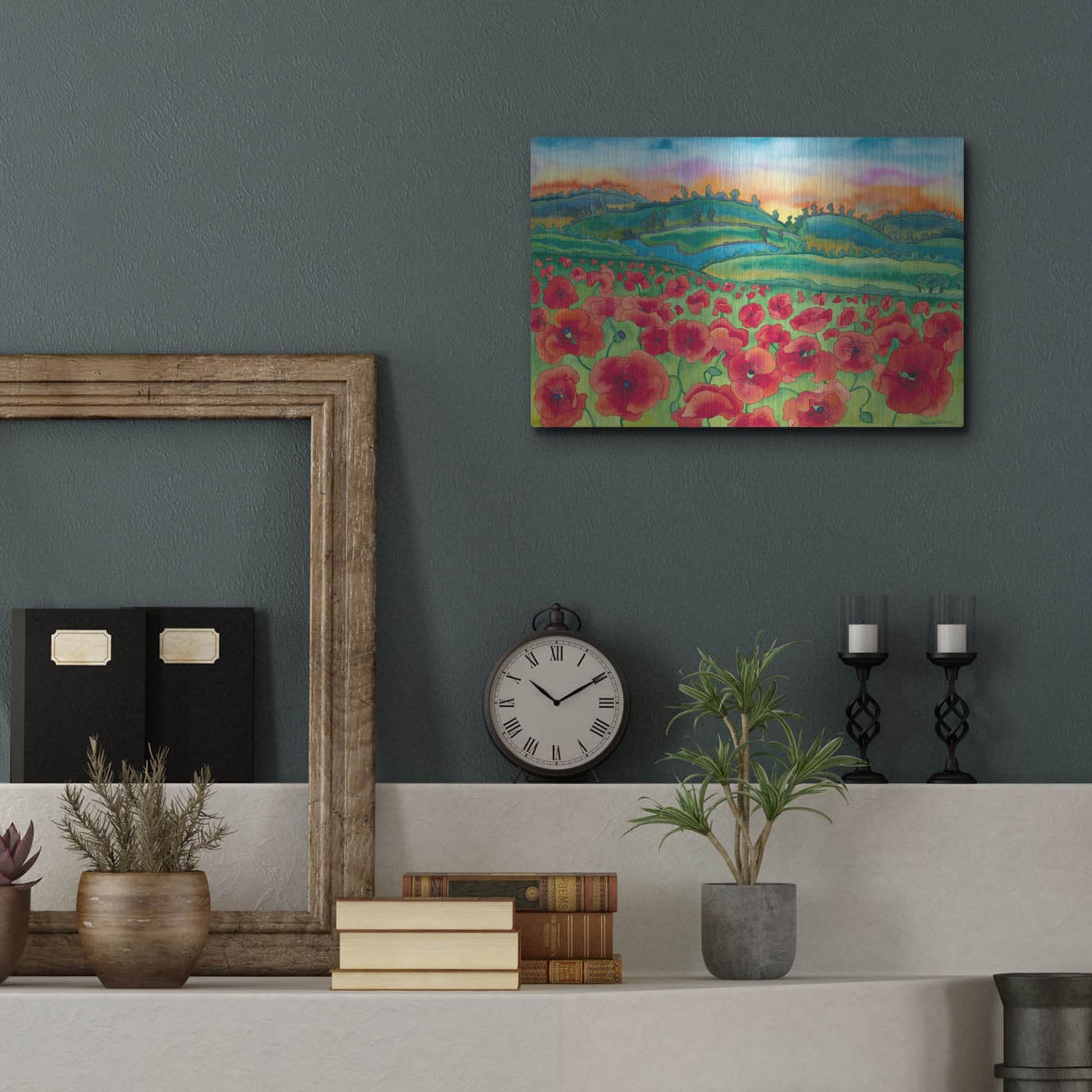 Luxe Metal Art 'Magical Poppy Field' by Carissa Luminess, Metal Wall Art,16x12