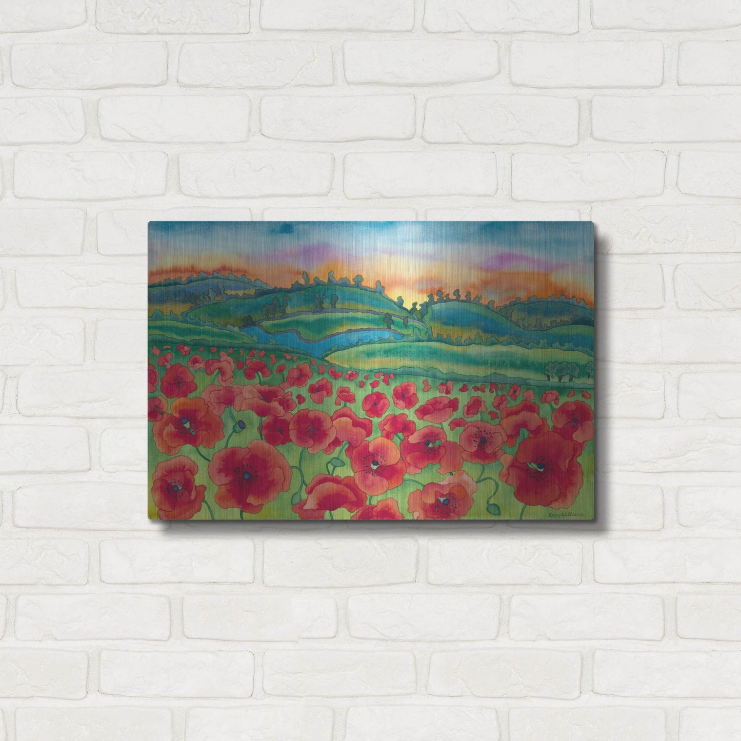 Luxe Metal Art 'Magical Poppy Field' by Carissa Luminess, Metal Wall Art,24x16