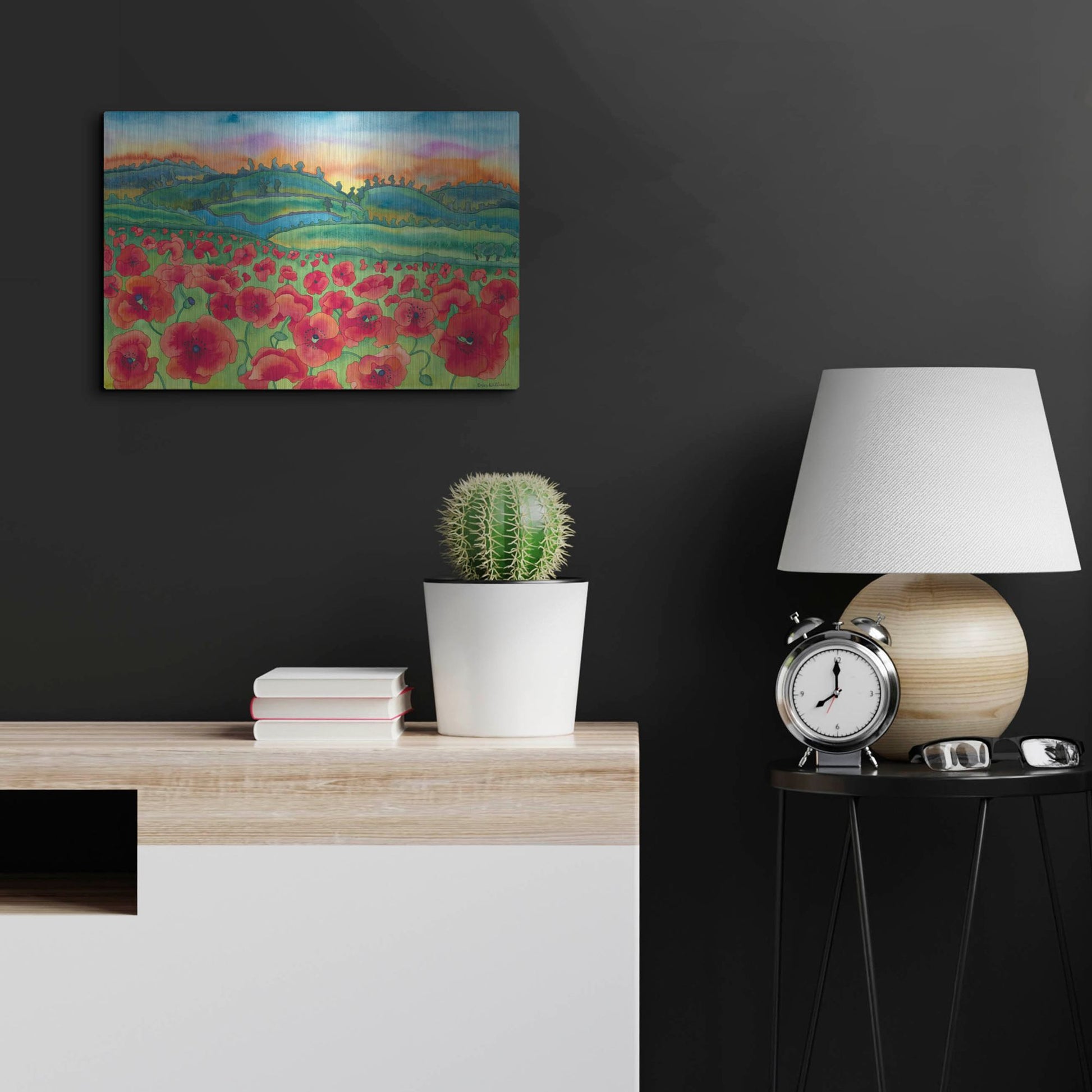 Luxe Metal Art 'Magical Poppy Field' by Carissa Luminess, Metal Wall Art,24x16