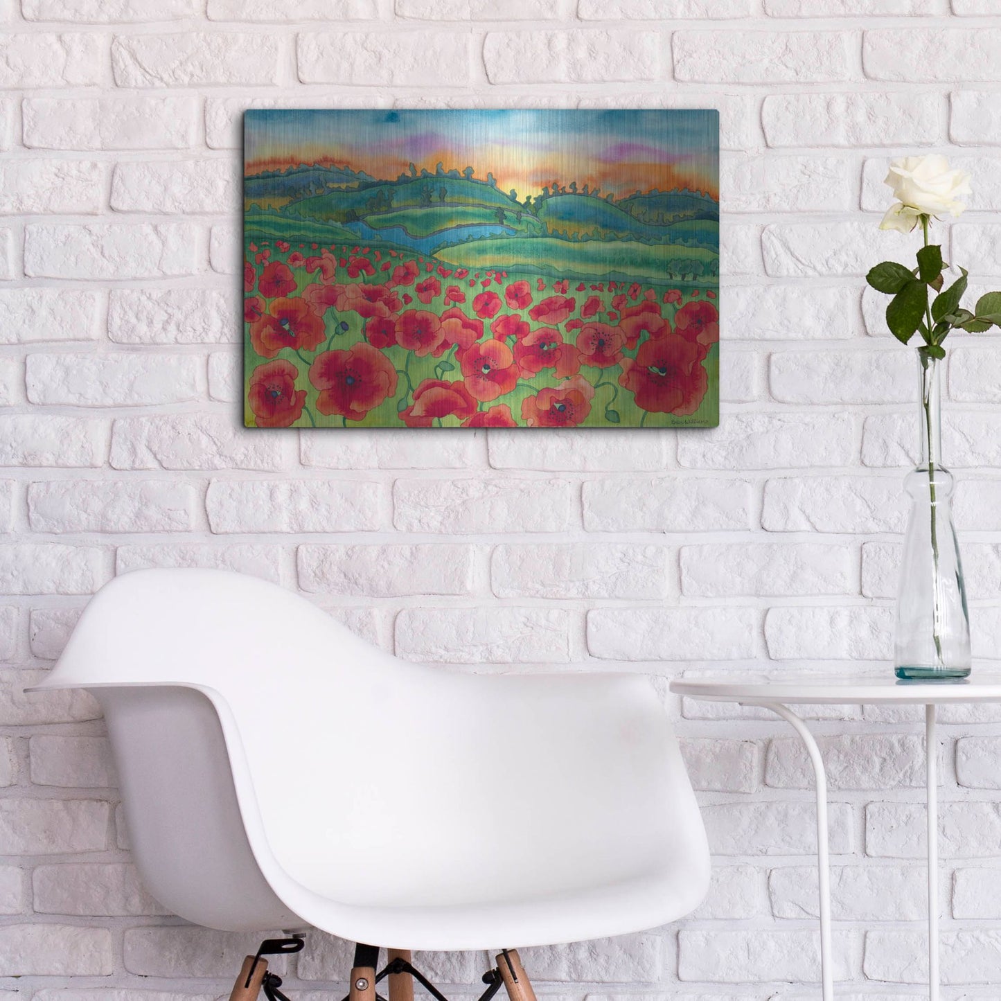 Luxe Metal Art 'Magical Poppy Field' by Carissa Luminess, Metal Wall Art,24x16