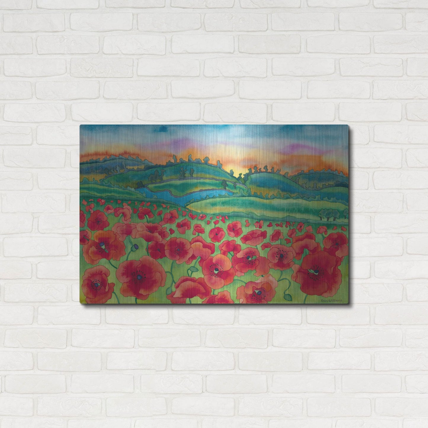 Luxe Metal Art 'Magical Poppy Field' by Carissa Luminess, Metal Wall Art,36x24