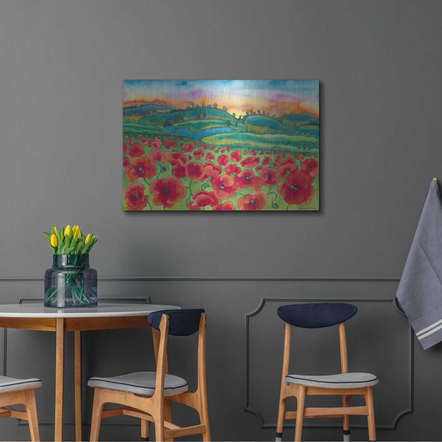 Luxe Metal Art 'Magical Poppy Field' by Carissa Luminess, Metal Wall Art,36x24