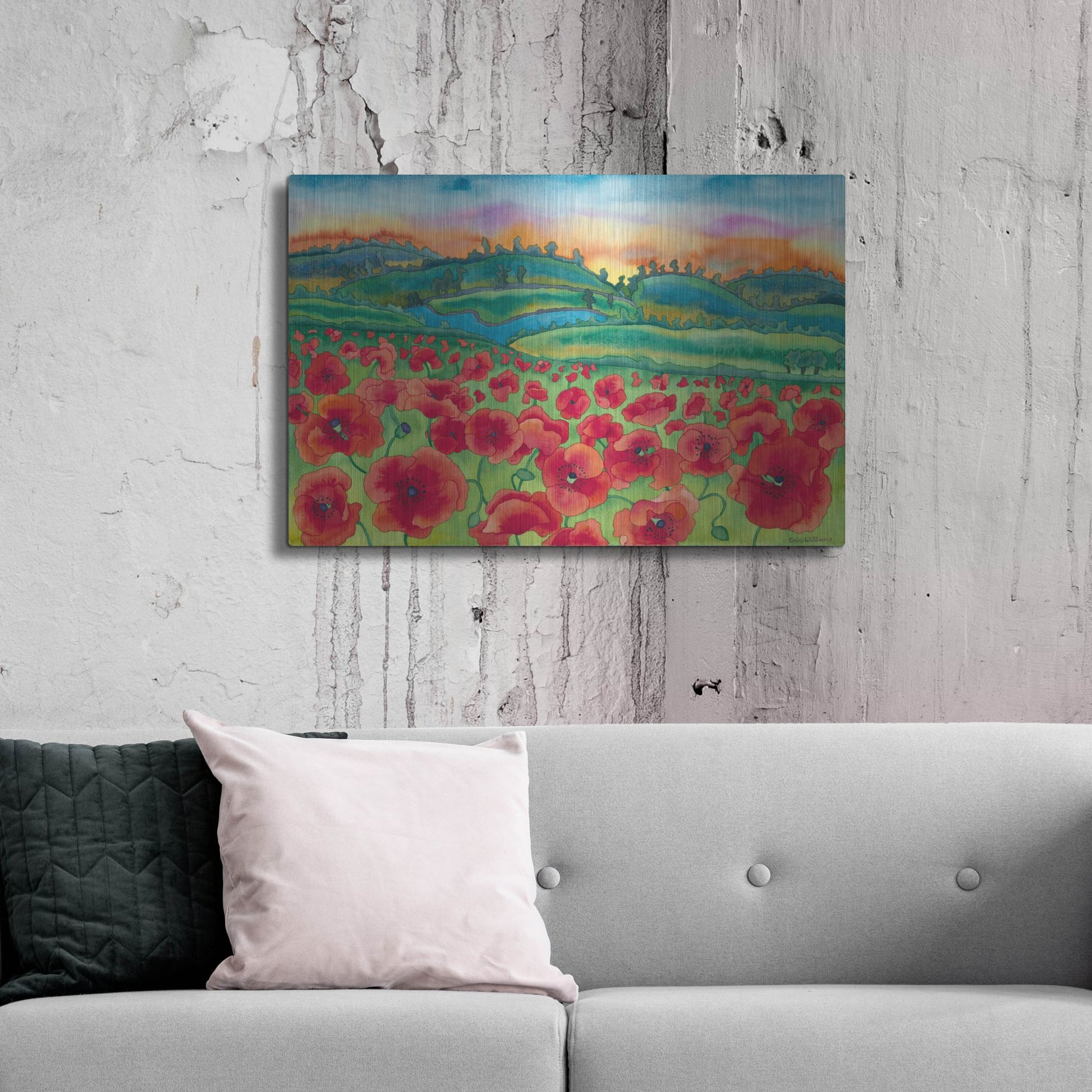 Luxe Metal Art 'Magical Poppy Field' by Carissa Luminess, Metal Wall Art,36x24