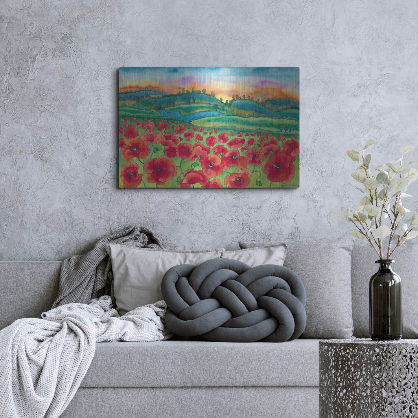 Luxe Metal Art 'Magical Poppy Field' by Carissa Luminess, Metal Wall Art,36x24