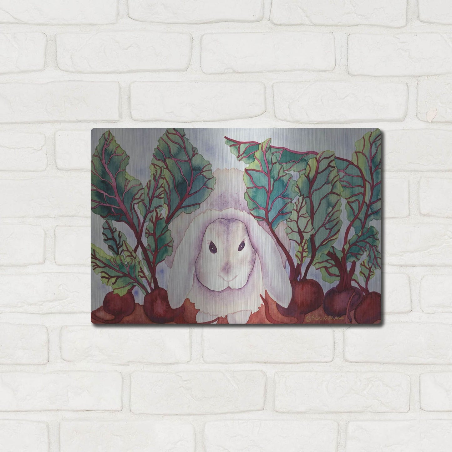 Luxe Metal Art 'Bunny with Beets' by Carissa Luminess, Metal Wall Art,16x12