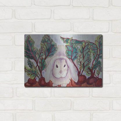 Luxe Metal Art 'Bunny with Beets' by Carissa Luminess, Metal Wall Art,16x12