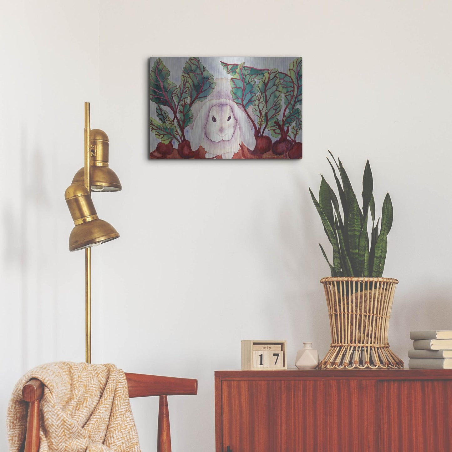 Luxe Metal Art 'Bunny with Beets' by Carissa Luminess, Metal Wall Art,24x16