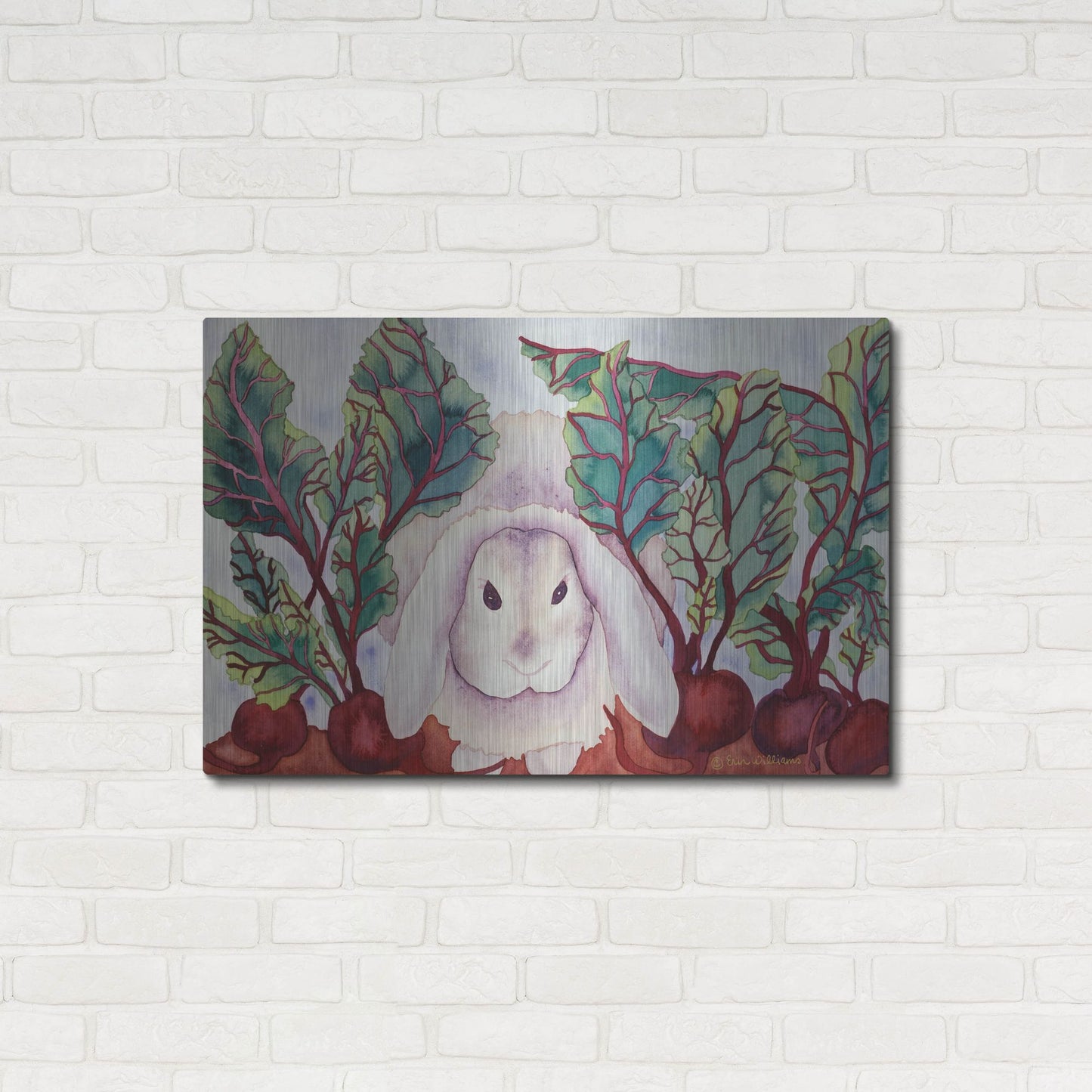 Luxe Metal Art 'Bunny with Beets' by Carissa Luminess, Metal Wall Art,36x24