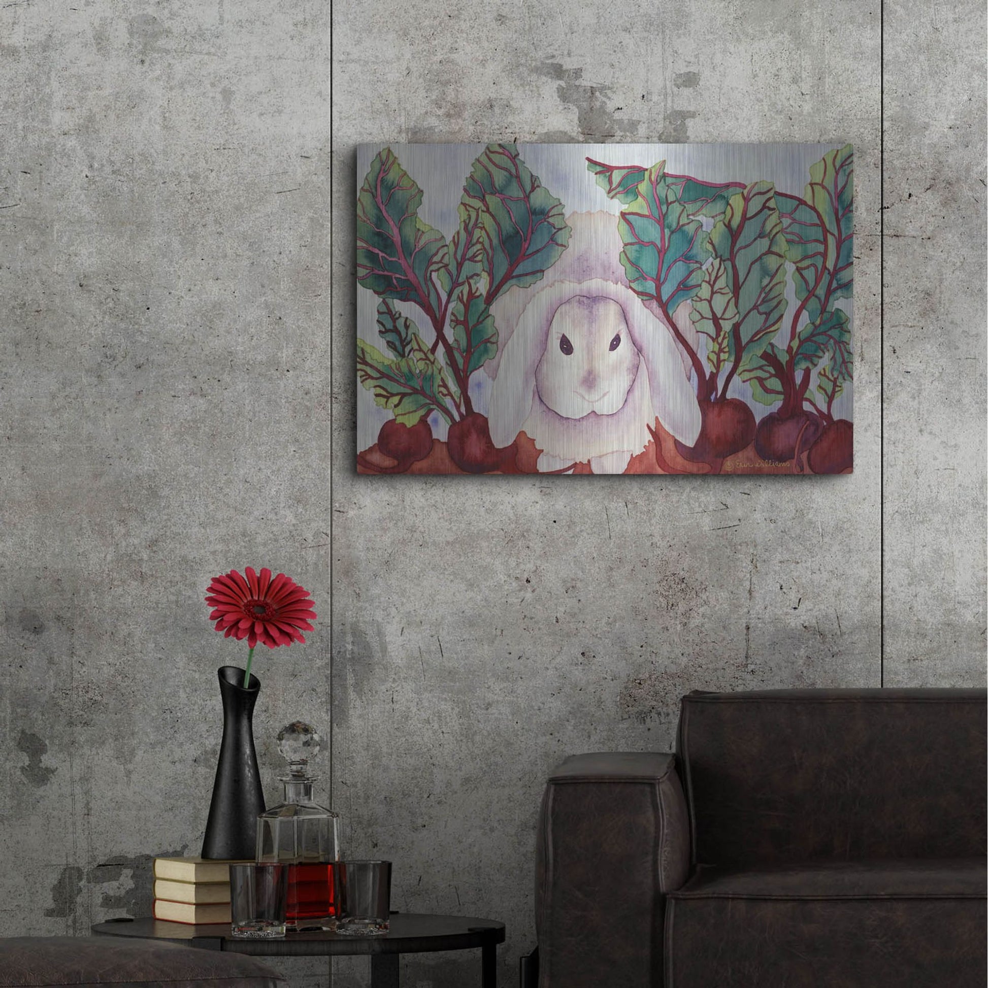 Luxe Metal Art 'Bunny with Beets' by Carissa Luminess, Metal Wall Art,36x24