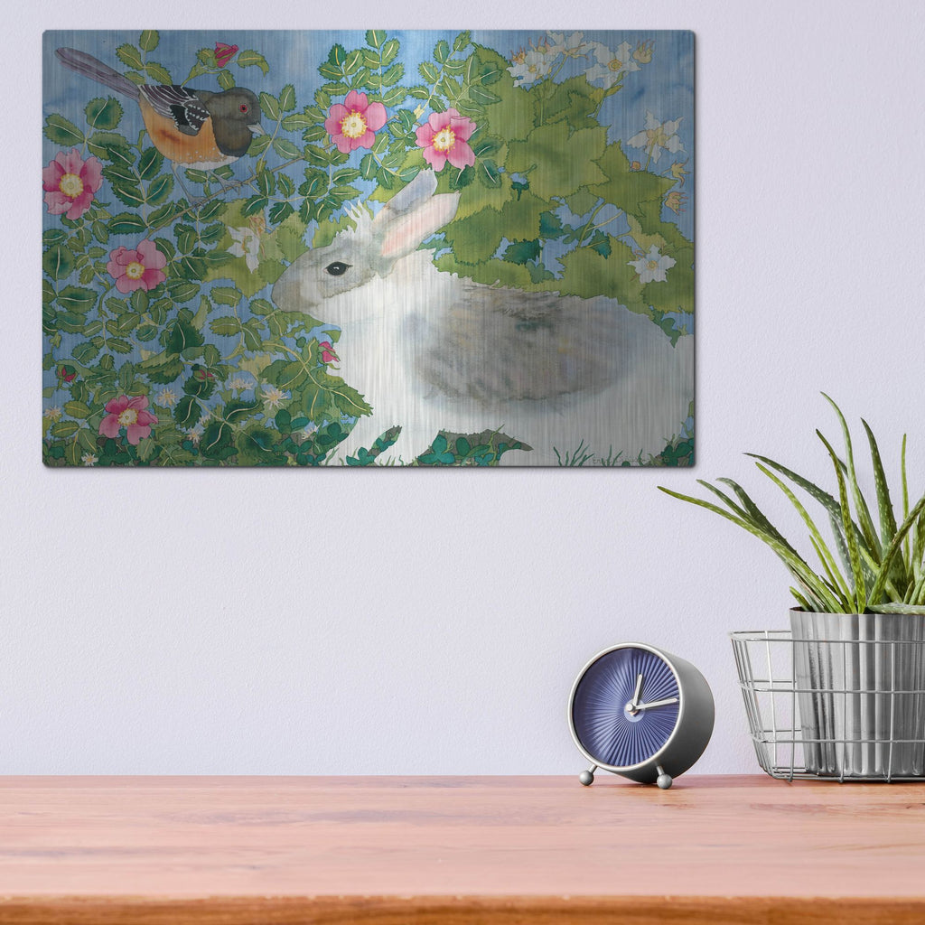Luxe Metal Art 'Bunny with Towee' by Carissa Luminess, Metal Wall Art,16x12