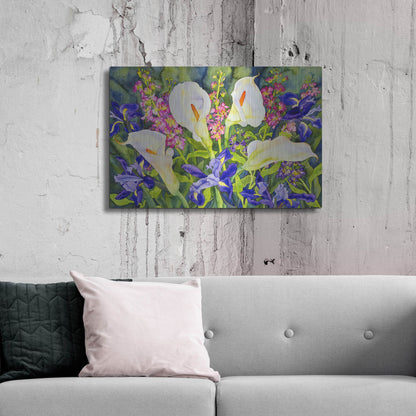 Luxe Metal Art 'Callas with Irises' by Carissa Luminess, Metal Wall Art,36x24