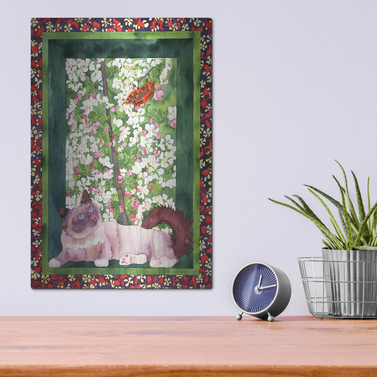 Luxe Metal Art 'Chat and Papillon' by Carissa Luminess, Metal Wall Art,12x16