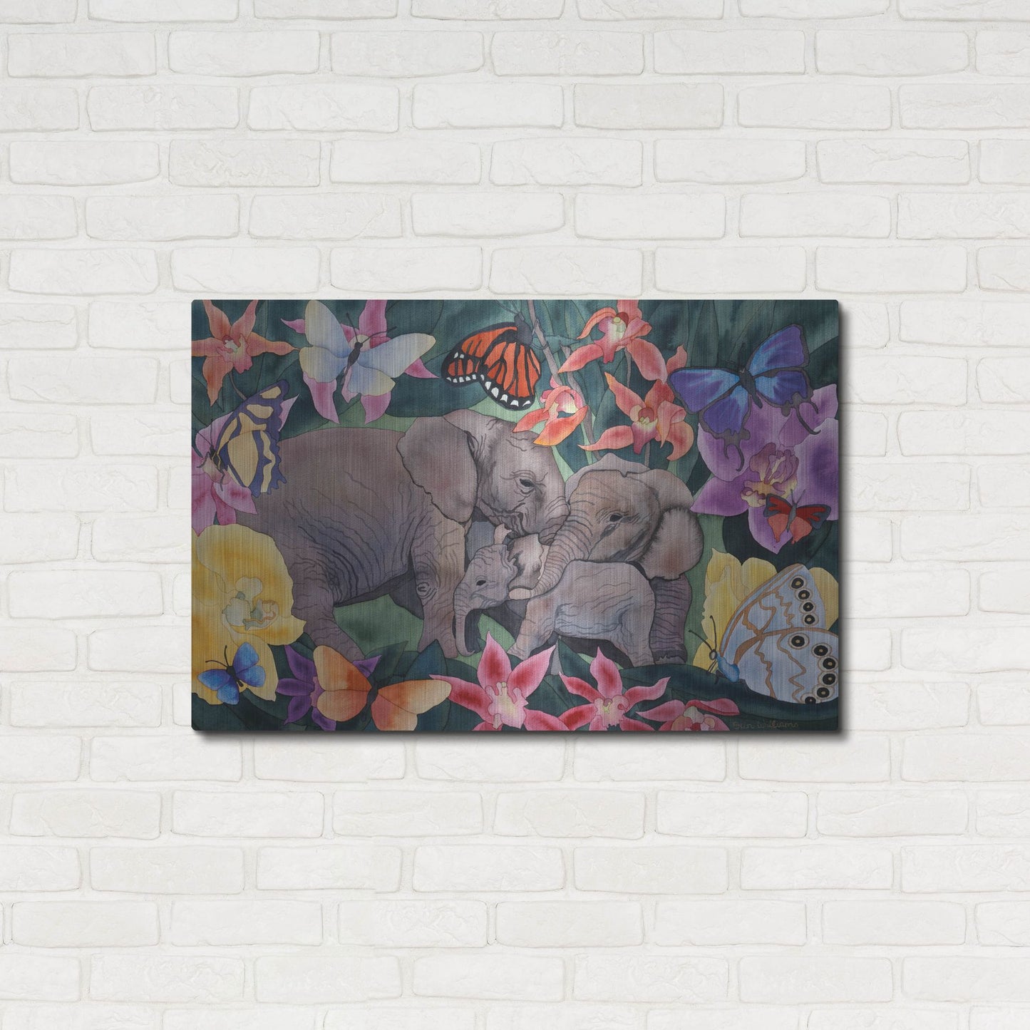 Luxe Metal Art 'Elephants and Butterflies' by Carissa Luminess, Metal Wall Art,36x24