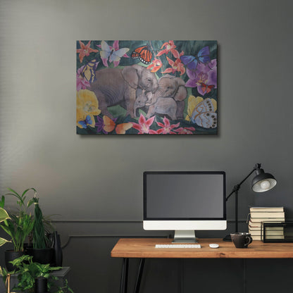 Luxe Metal Art 'Elephants and Butterflies' by Carissa Luminess, Metal Wall Art,36x24