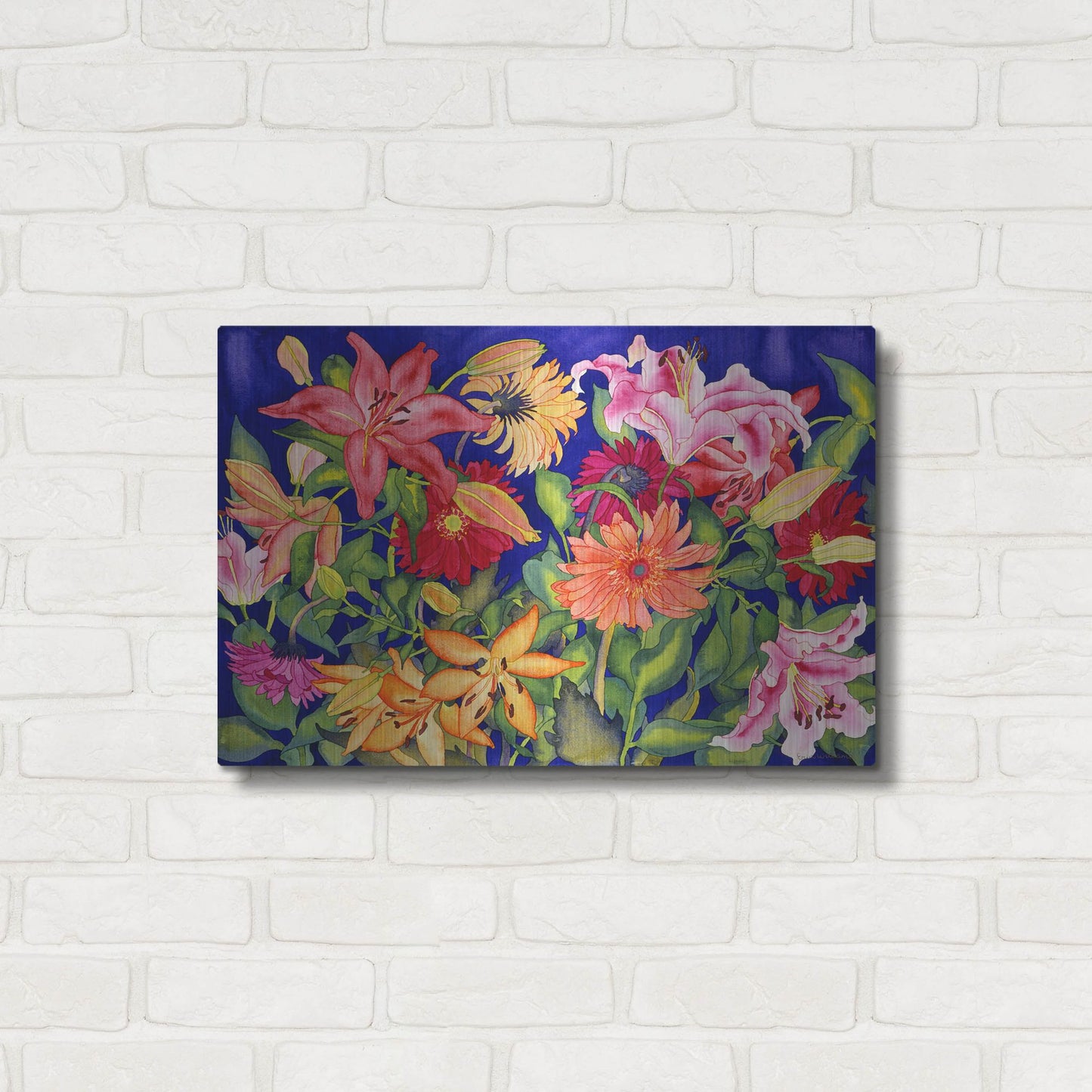 Luxe Metal Art 'Lilies and Gerbers' by Carissa Luminess, Metal Wall Art,24x16