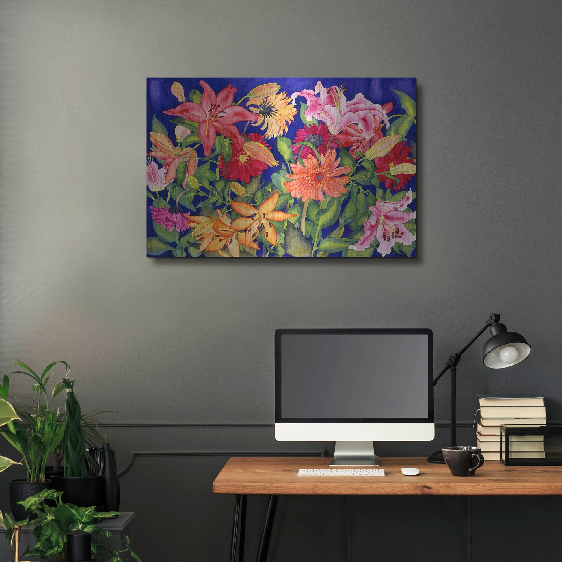 Luxe Metal Art 'Lilies and Gerbers' by Carissa Luminess, Metal Wall Art,36x24