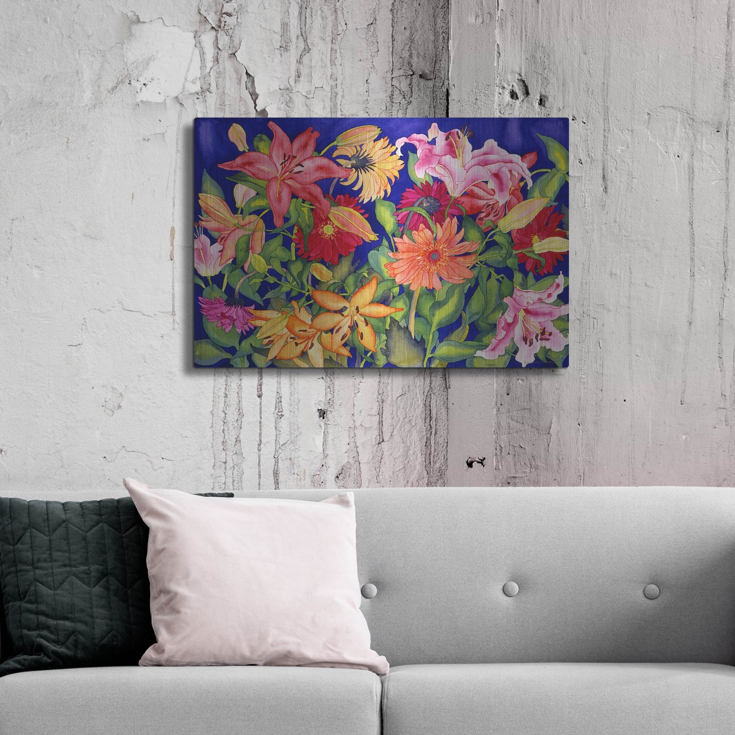 Luxe Metal Art 'Lilies and Gerbers' by Carissa Luminess, Metal Wall Art,36x24