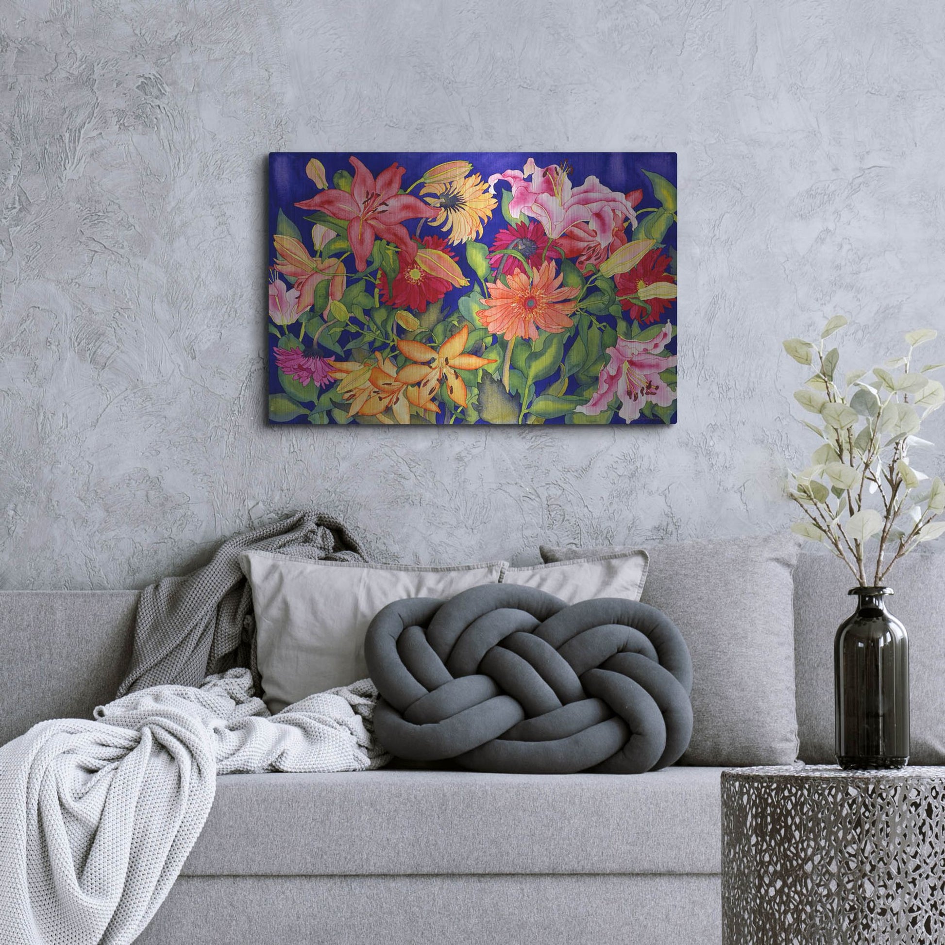 Luxe Metal Art 'Lilies and Gerbers' by Carissa Luminess, Metal Wall Art,36x24