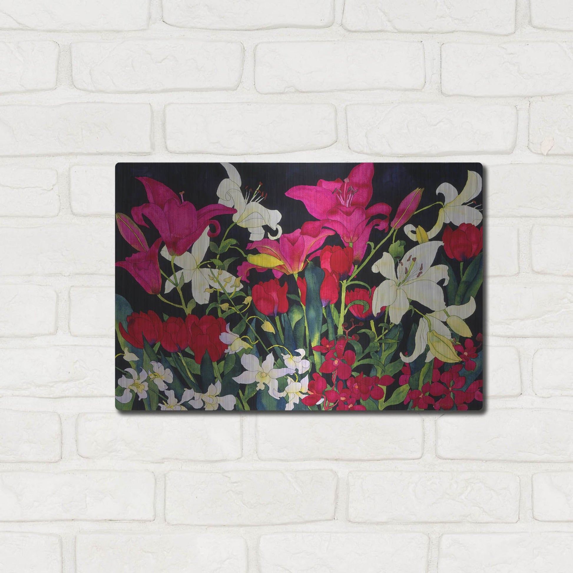 Luxe Metal Art 'Luscious Lilies' by Carissa Luminess, Metal Wall Art,16x12