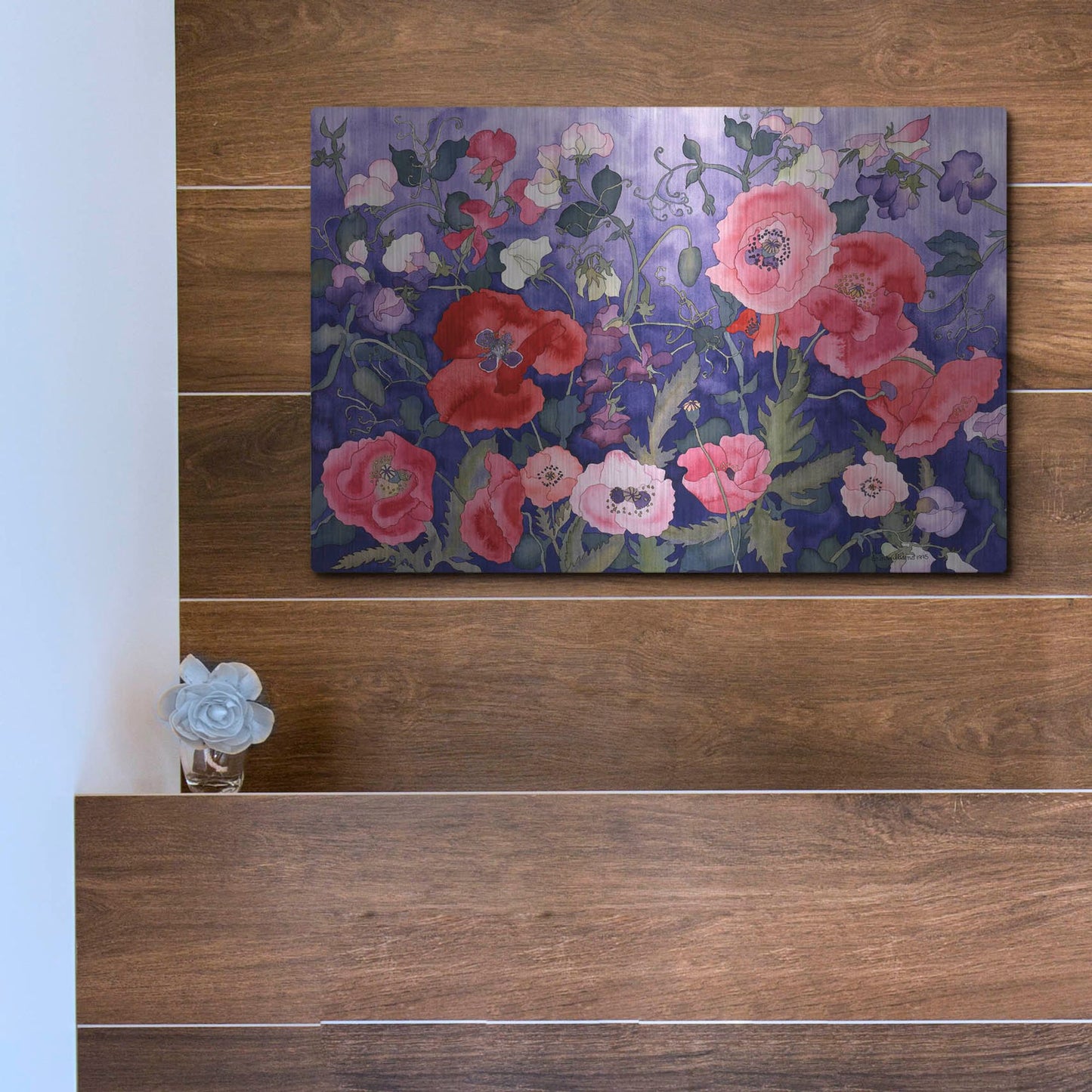 Luxe Metal Art 'Poppies and Sweet' by Carissa Luminess, Metal Wall Art,16x12