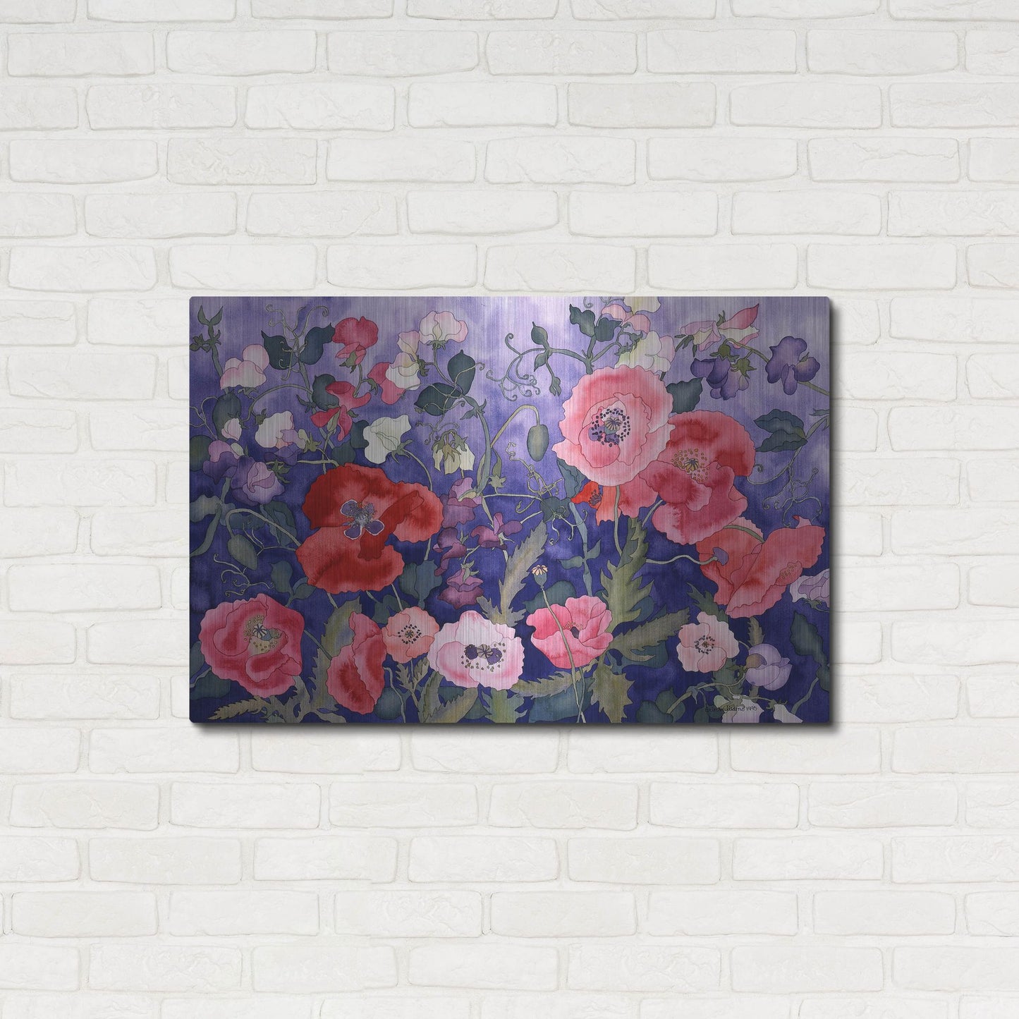 Luxe Metal Art 'Poppies and Sweet' by Carissa Luminess, Metal Wall Art,36x24