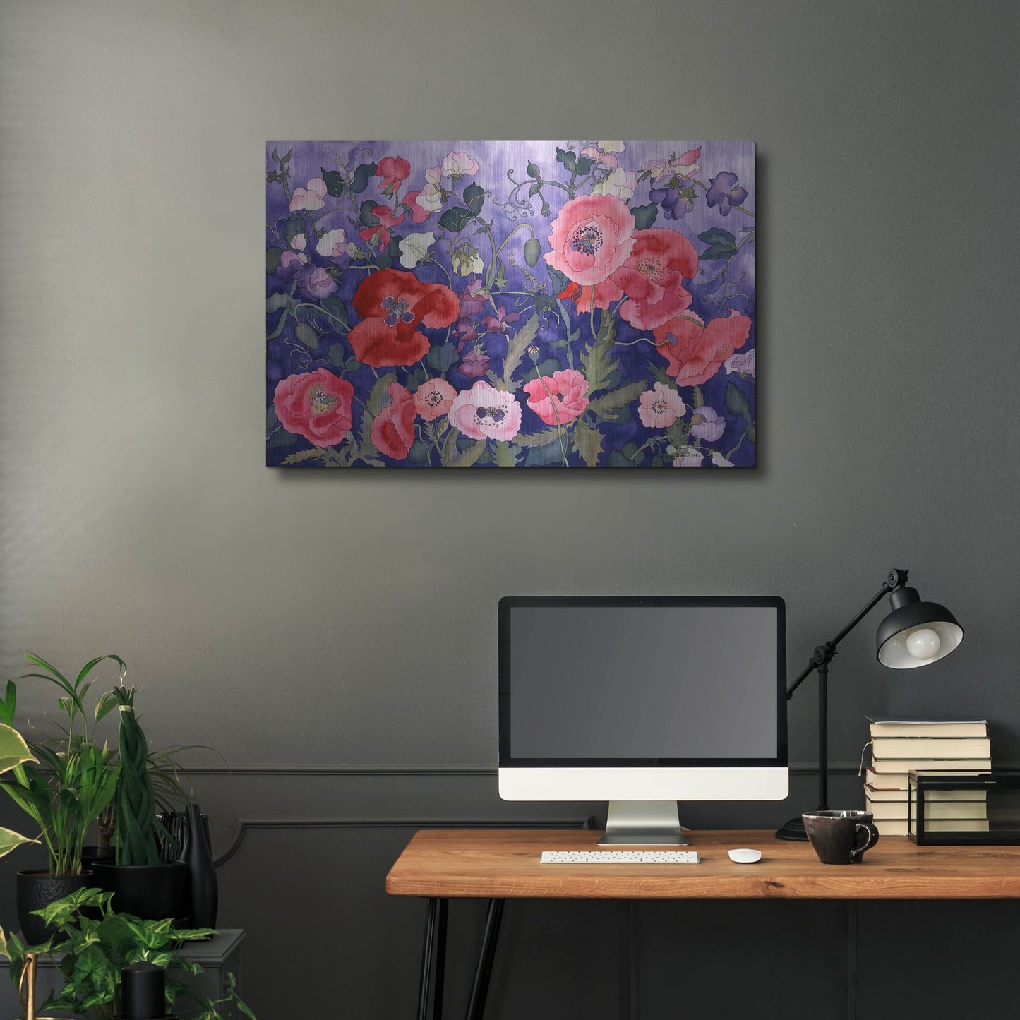 Luxe Metal Art 'Poppies and Sweet' by Carissa Luminess, Metal Wall Art,36x24