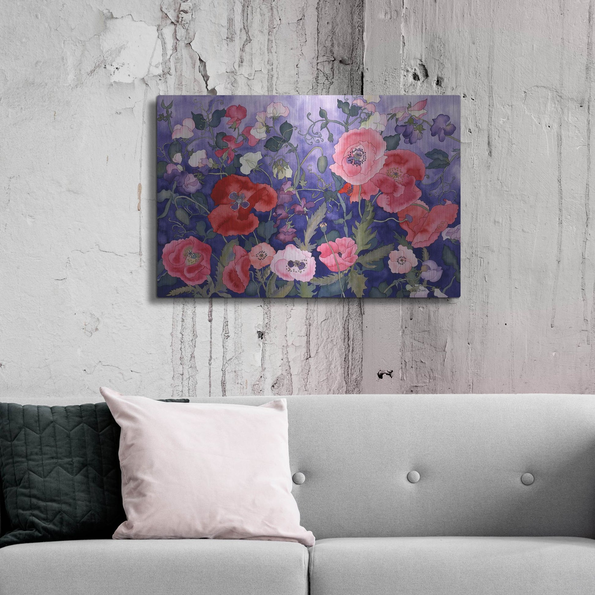 Luxe Metal Art 'Poppies and Sweet' by Carissa Luminess, Metal Wall Art,36x24