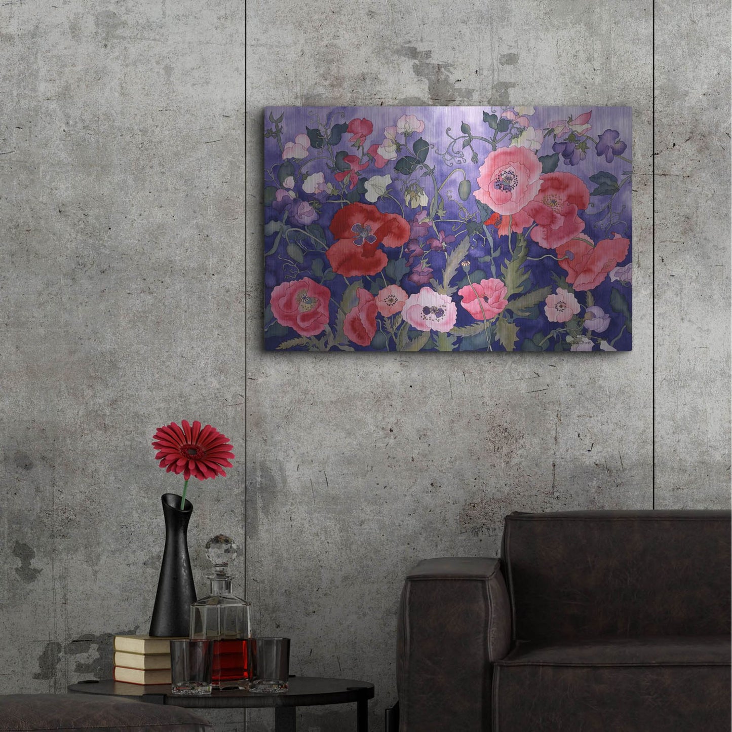 Luxe Metal Art 'Poppies and Sweet' by Carissa Luminess, Metal Wall Art,36x24